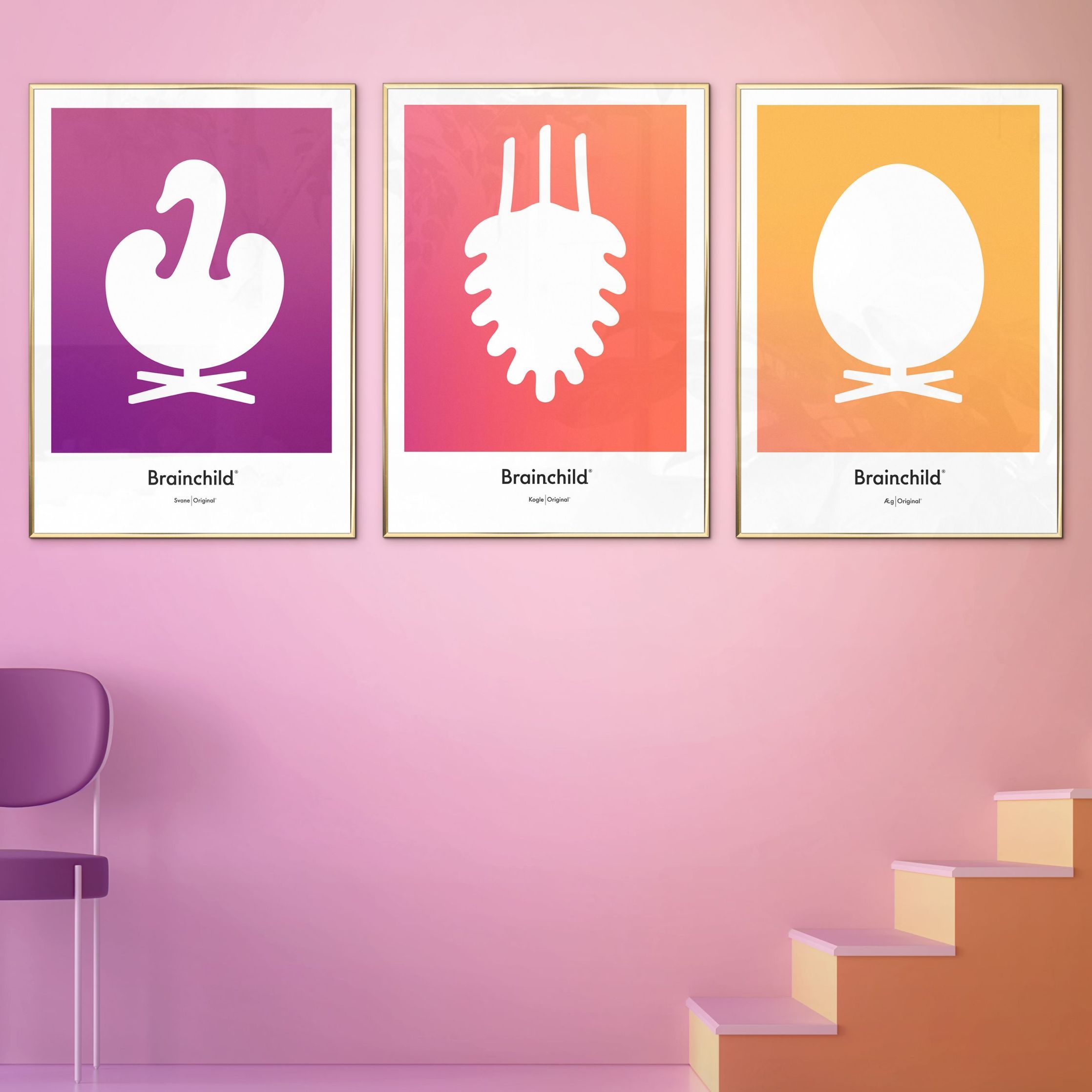 [product_category]-Brainchild Egg Design Icon Poster, Frame Made Of Light Wood A5, Yellow-Brainchild-IF-11001-A-BRA-7
