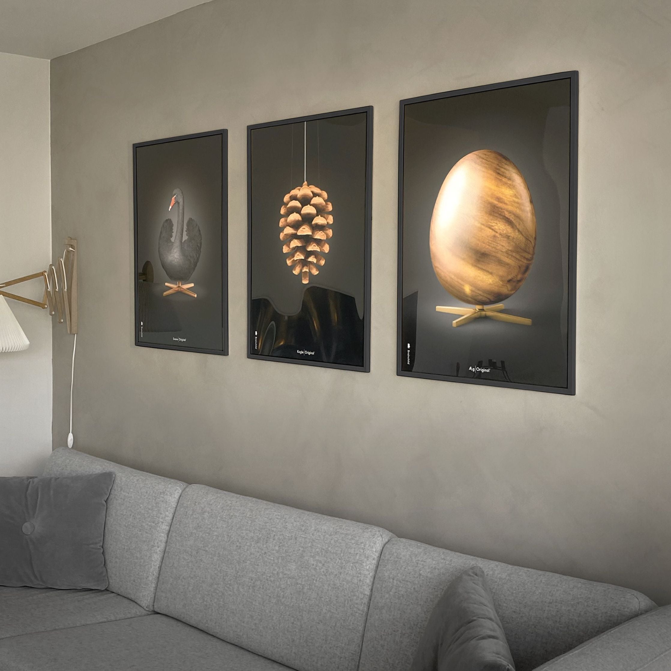 [product_category]-Brainchild Egg Figures Poster, Frame Made Of Light Wood 50x70 Cm, Black-Brainchild-16003-A-BRA-10