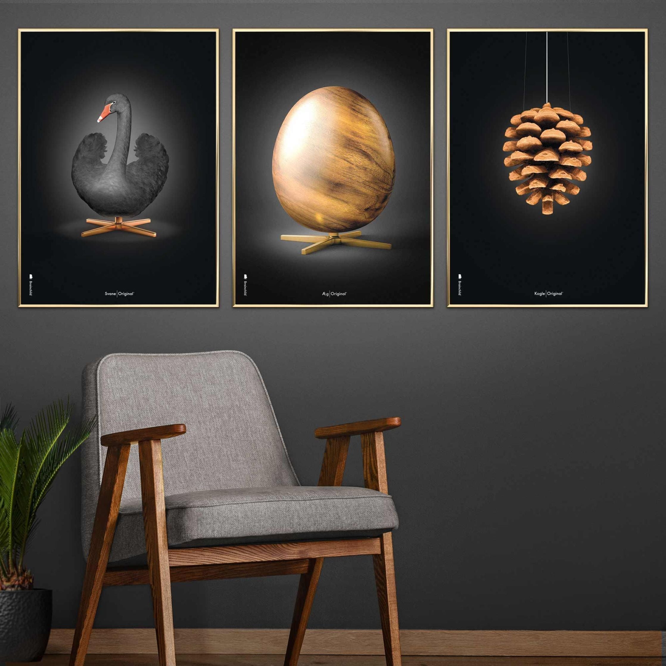 [product_category]-Brainchild Egg Figures Poster, Frame Made Of Light Wood 50x70 Cm, Black-Brainchild-16003-A-BRA-7