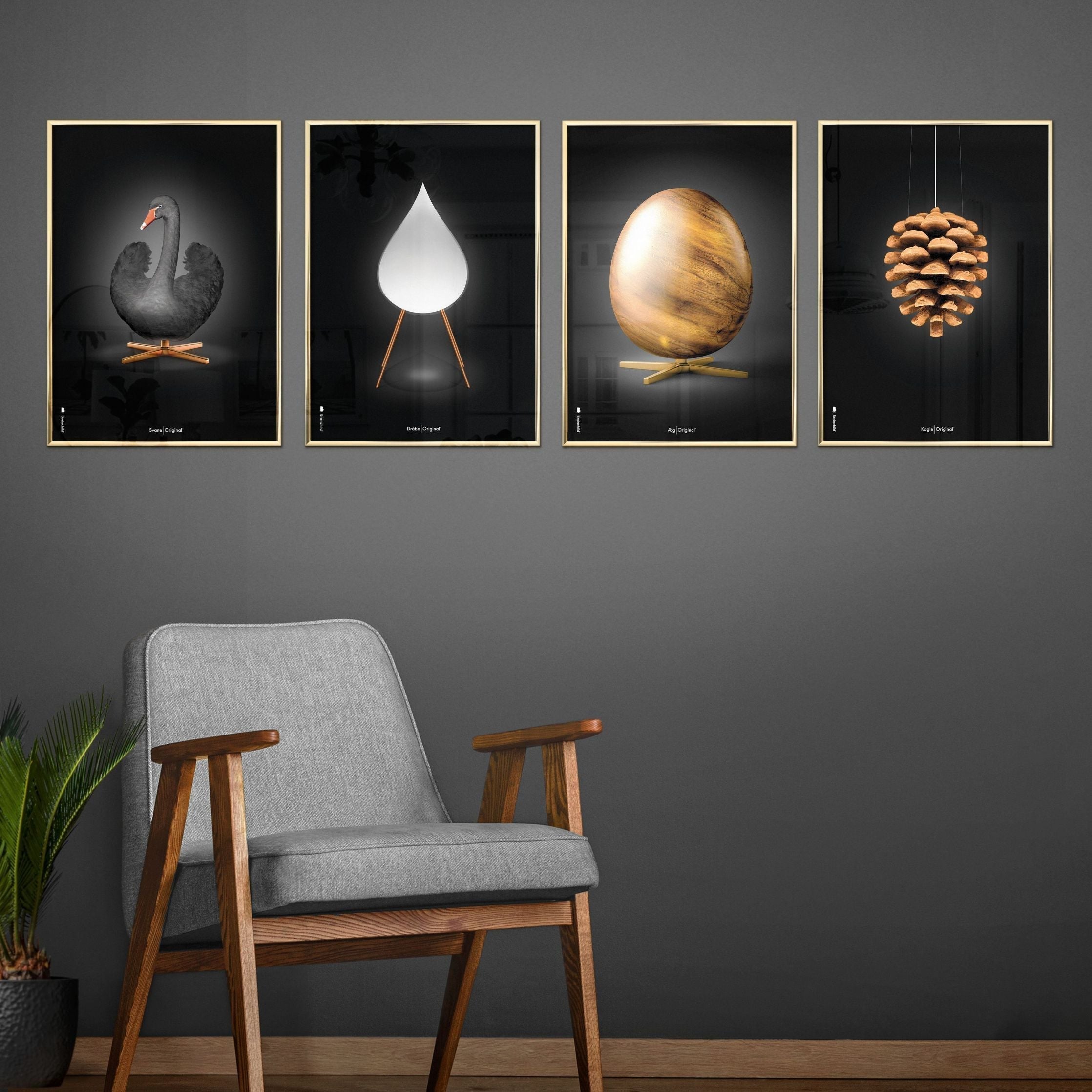 [product_category]-Brainchild Egg Figures Poster, Frame Made Of Light Wood 50x70 Cm, Black-Brainchild-16003-A-BRA-8