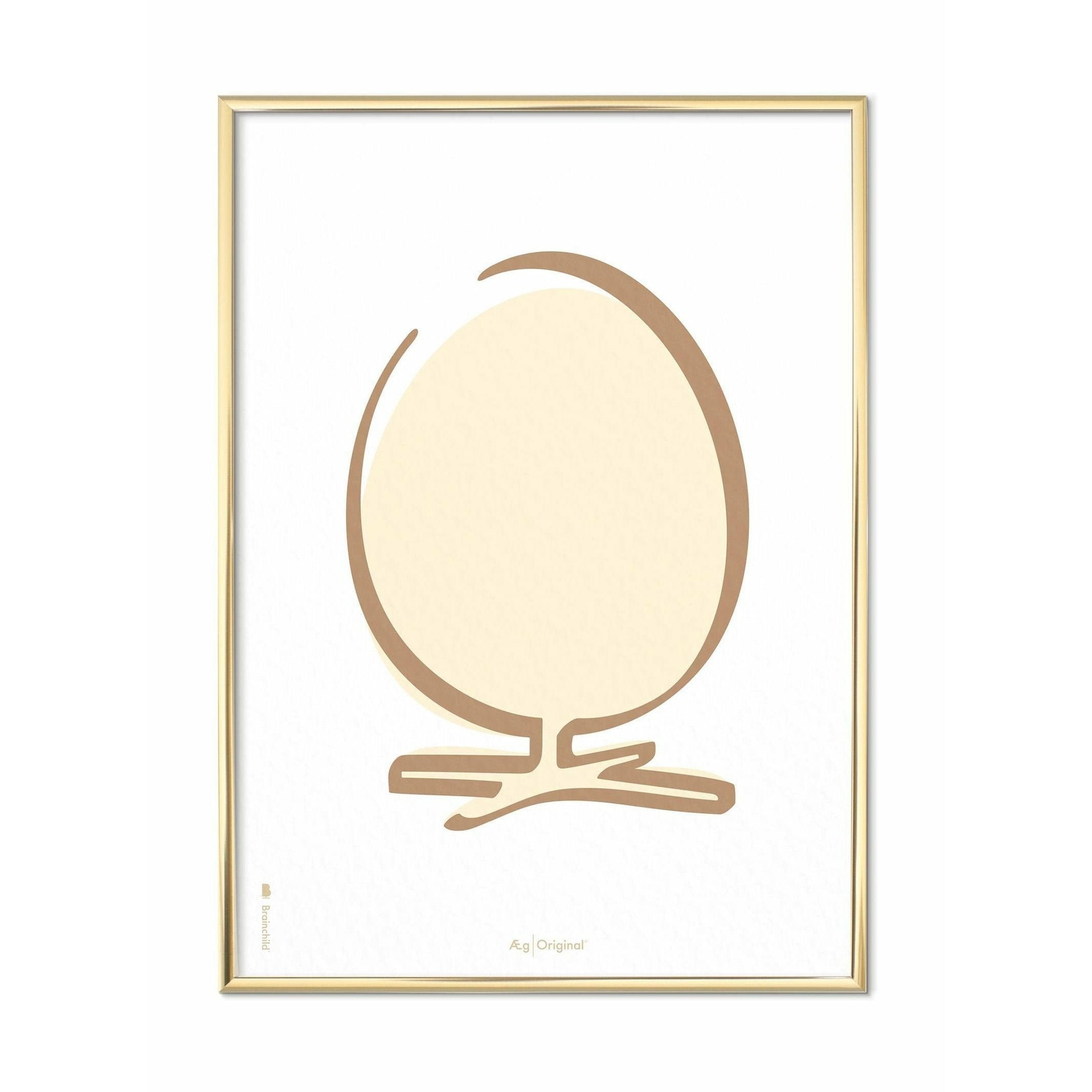 [product_category]-Brainchild Egg Line Poster, Brass Colored Frame 30x40 Cm, White Background-Brainchild-SH-11002-D-BRA-1