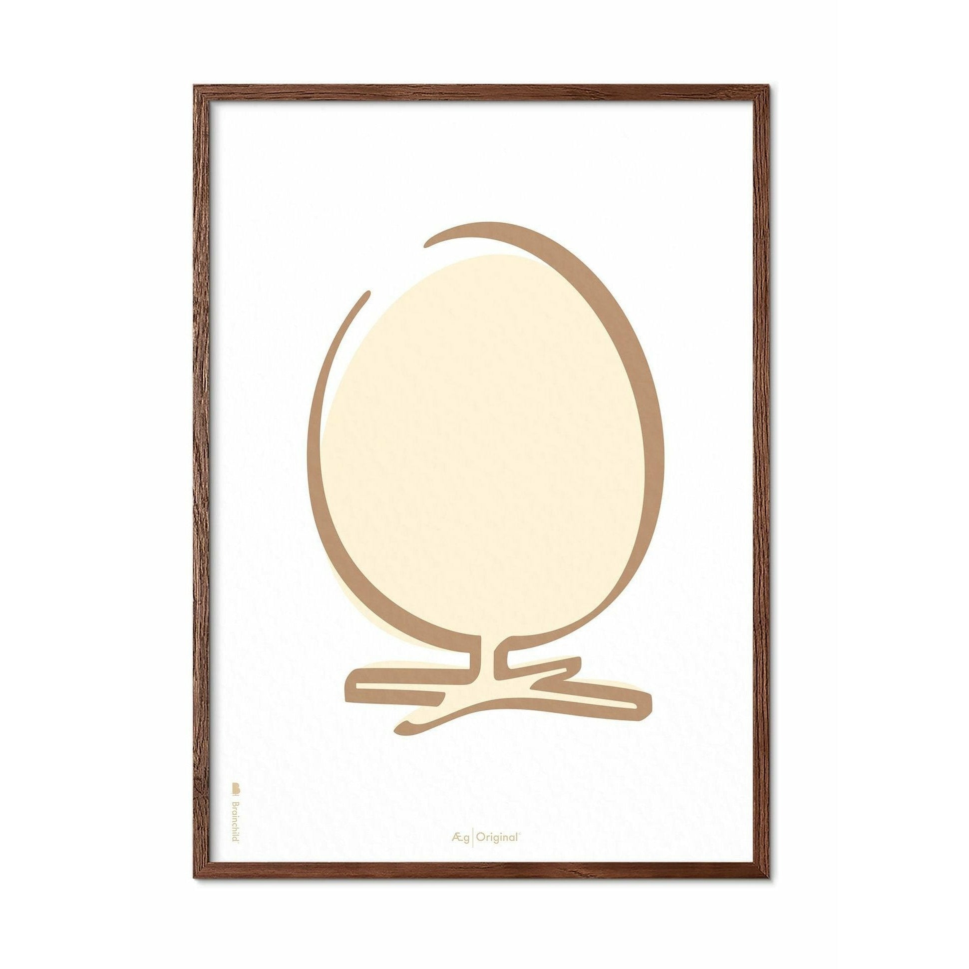 [product_category]-Brainchild Egg Line Poster, Dark Wood Frame 70x100 Cm, White Background-Brainchild-SH-11004-B-BRA-1