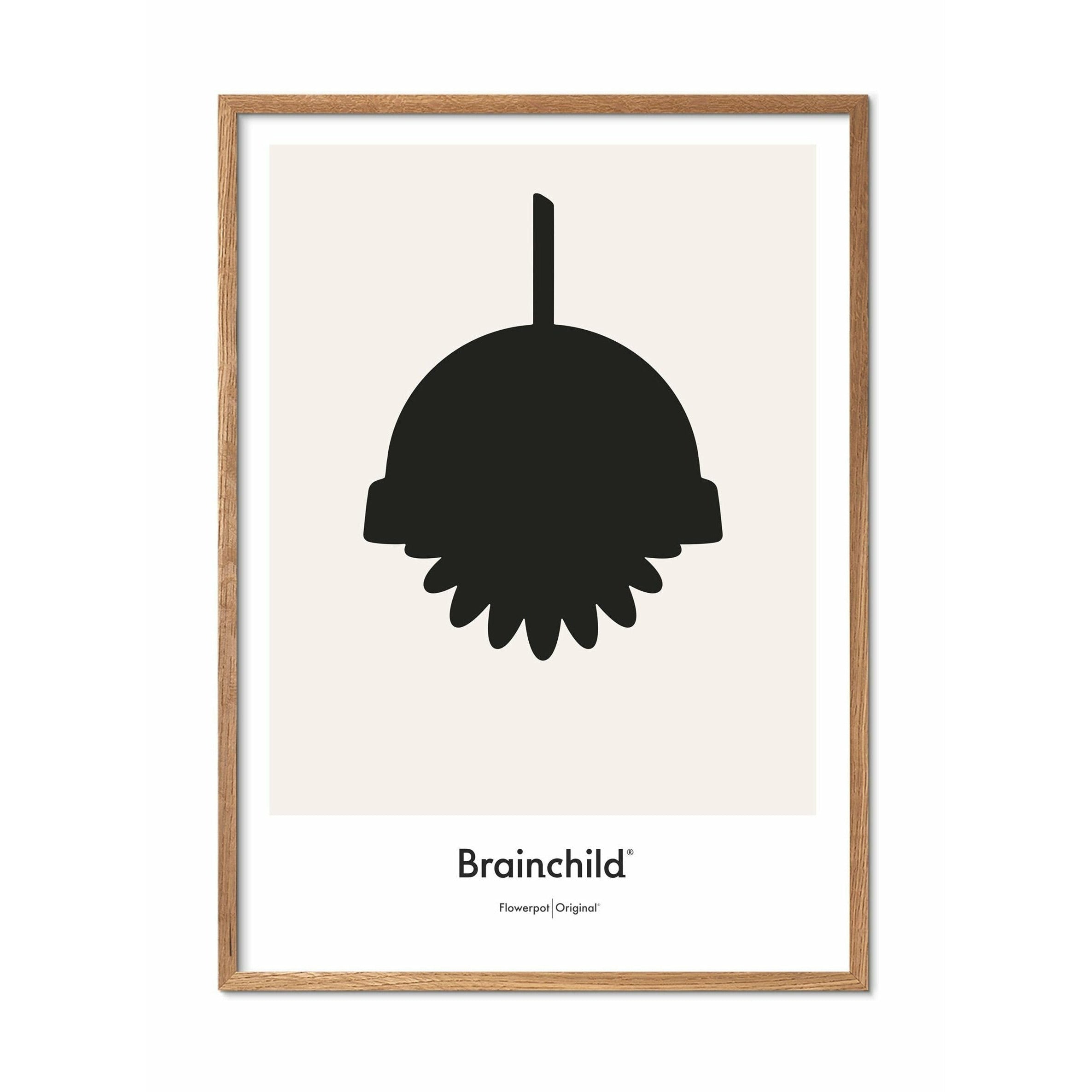 [product_category]-Brainchild Flower Pot Design Icon Poster, Frame Made Of Light Wood 50x70 Cm, Grey-Brainchild-IG-81003-A-BRA-1