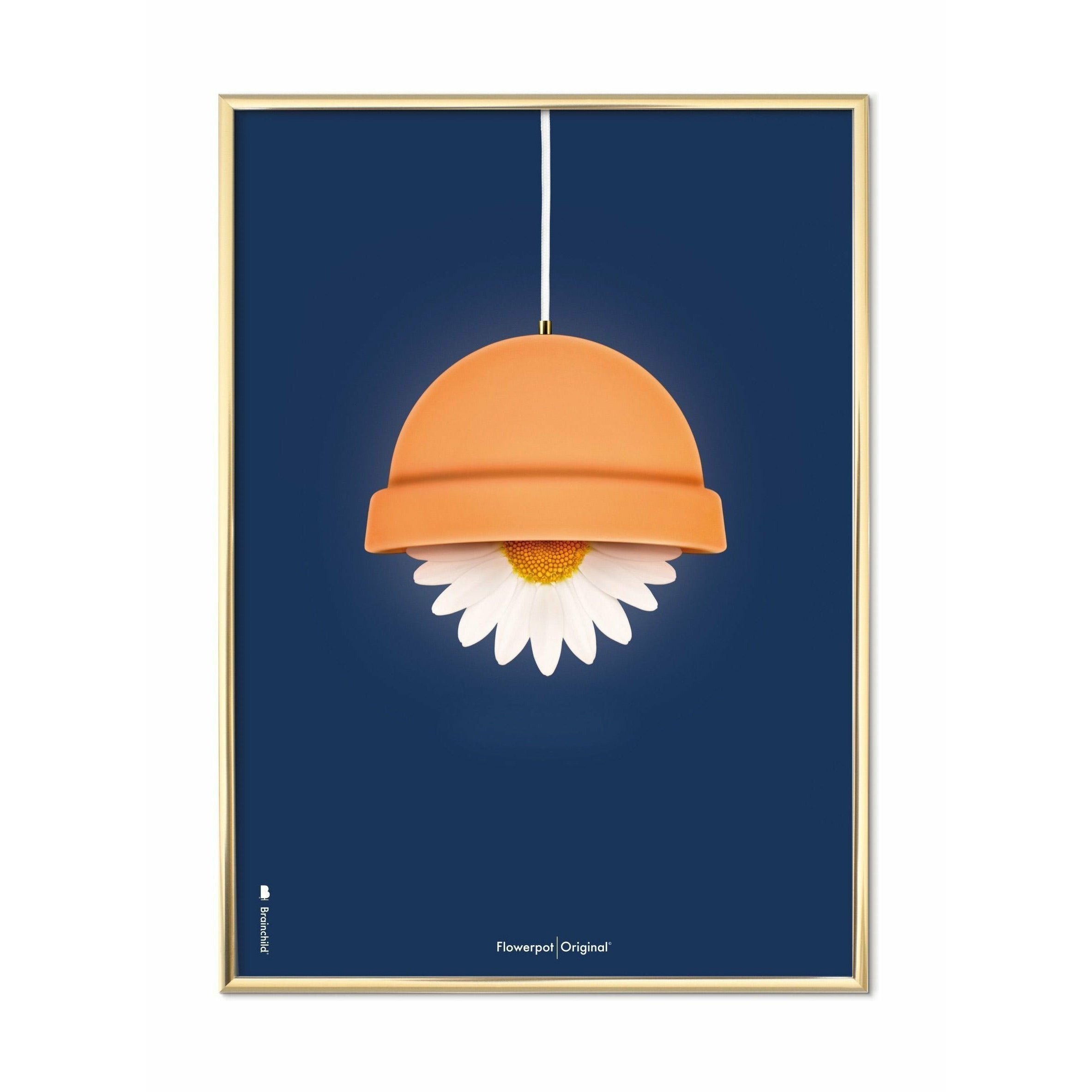 [product_category]-Brainchild Flowerpot Classic Poster, Brass Colored Frame A5, Dark Blue Background-Brainchild-82001-D-BRA-1