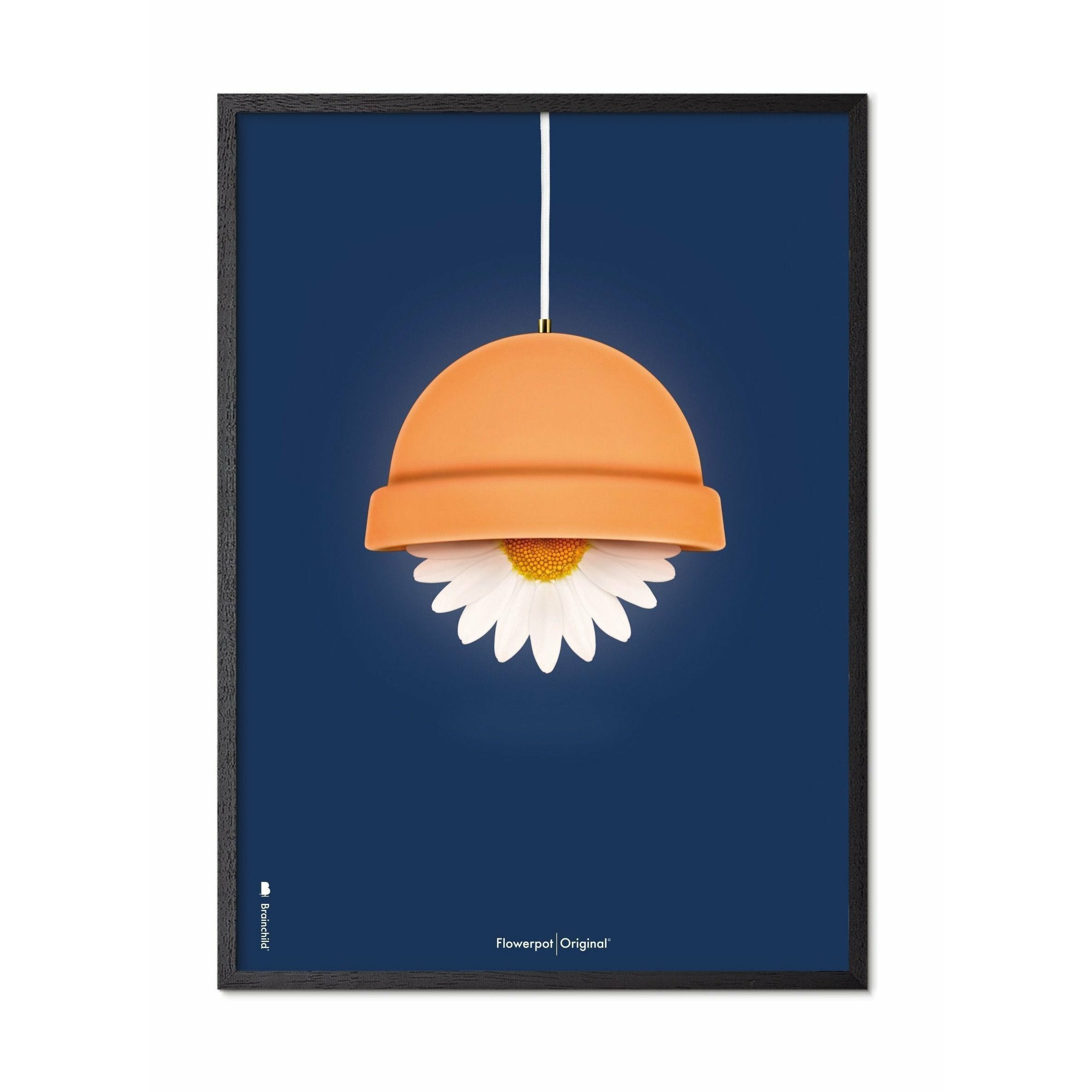 [product_category]-Brainchild Flowerpot Classic Poster, Frame In Black Lacquered Wood 70x100 Cm, Dark Blue Background-Brainchild-82004-C-BRA-1