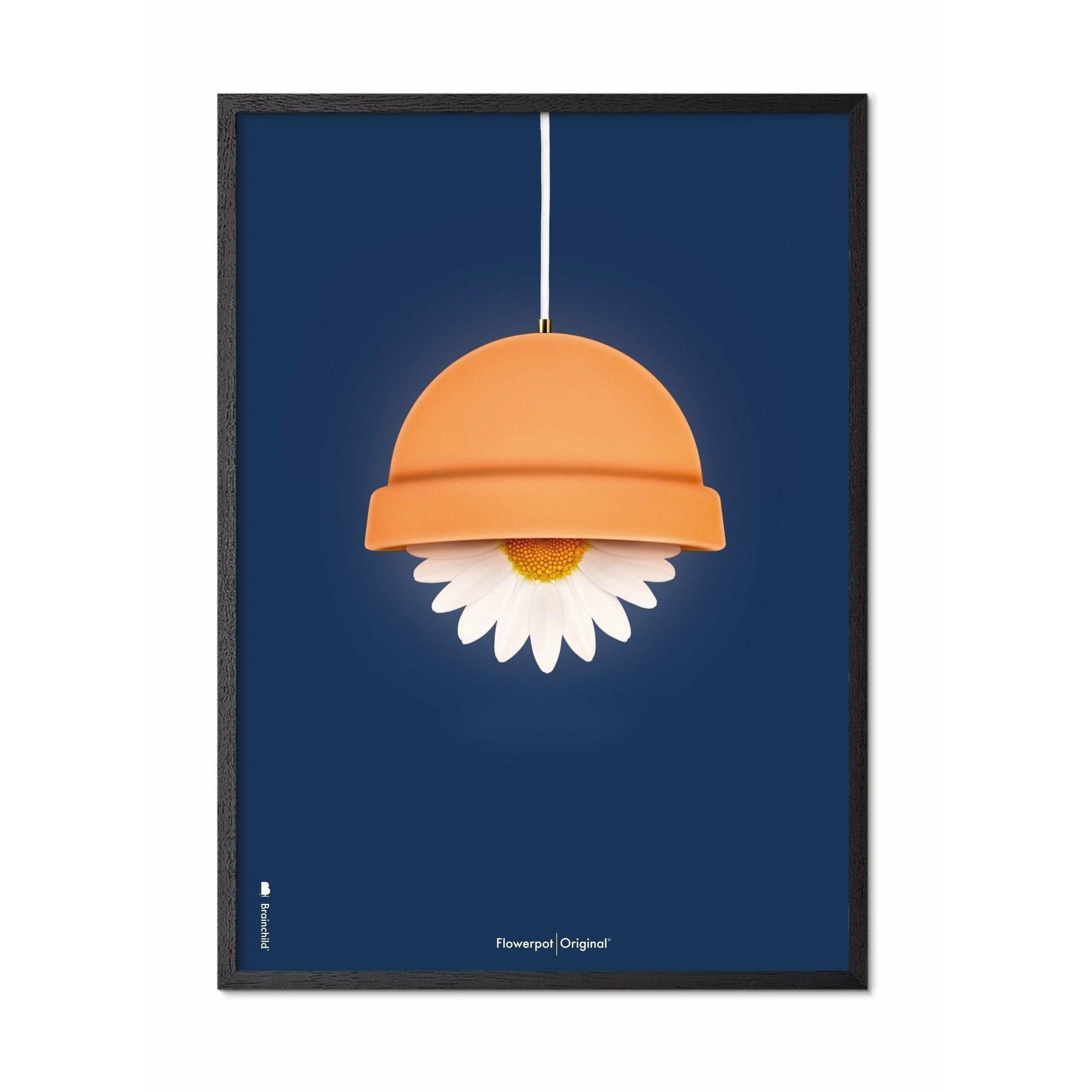 [product_category]-Brainchild Flowerpot Classic Poster, Frame Made Of Black Lacquered Wood 50x70 Cm, Dark Blue Background-Brainchild-82003-C-BRA-1