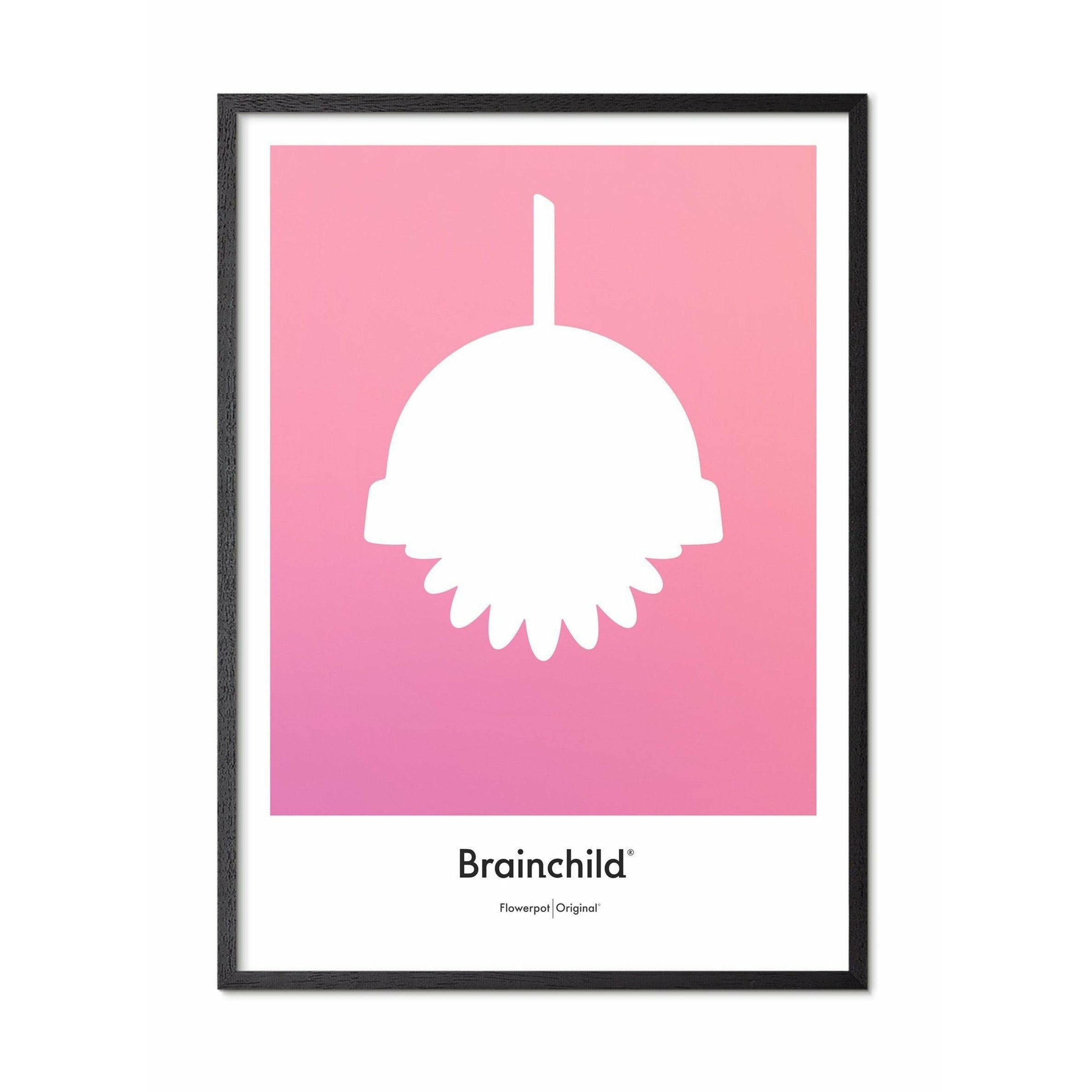 [product_category]-Brainchild Flowerpot Design Icon Poster, Frame In Black Lacquered Wood 50x70 Cm, Pink-Brainchild-IF-81003-C-BRA-1