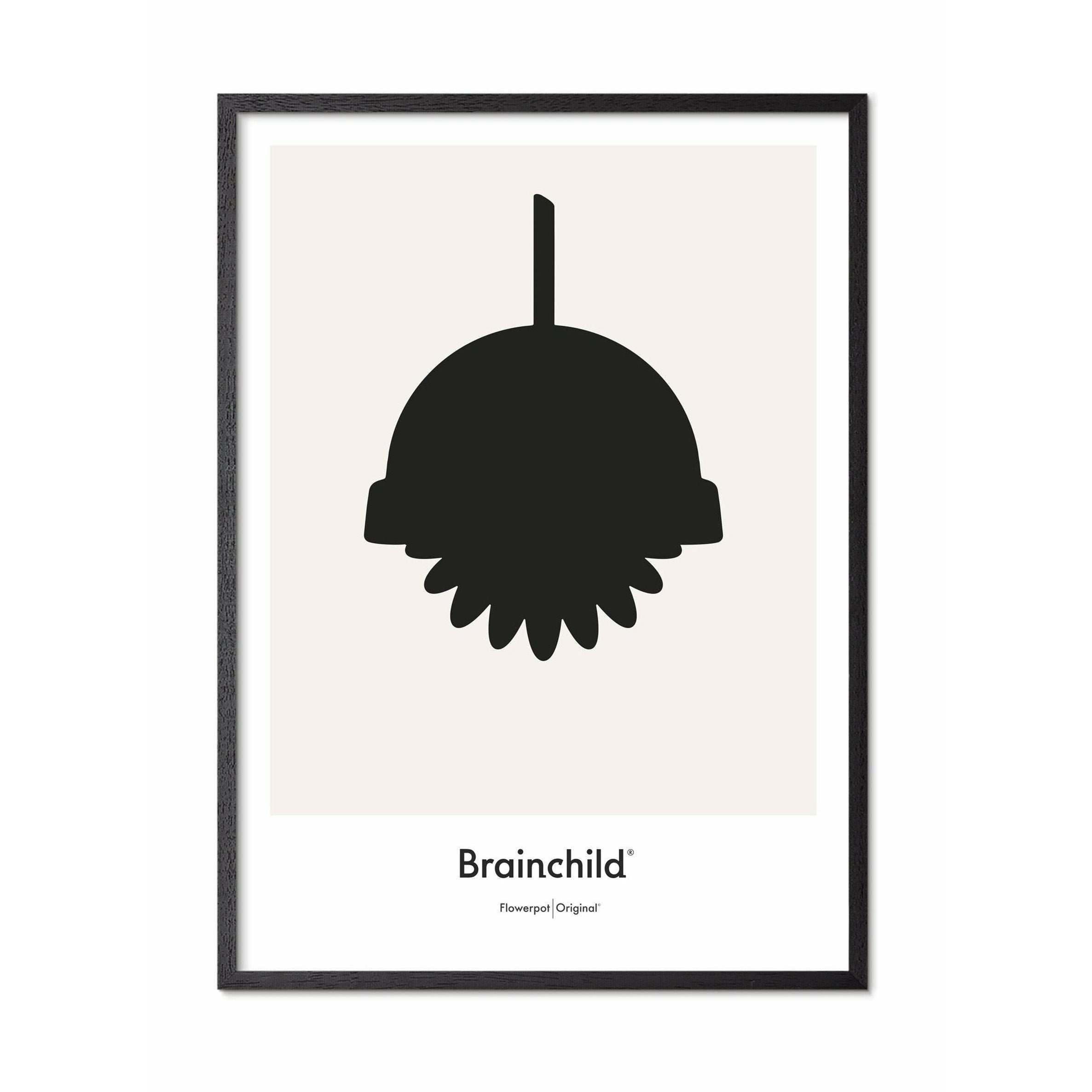 [product_category]-Brainchild Flowerpot Design Icon Poster, Frame In Black Lacquered Wood A5, Grey-Brainchild-IG-81001-C-BRA-1