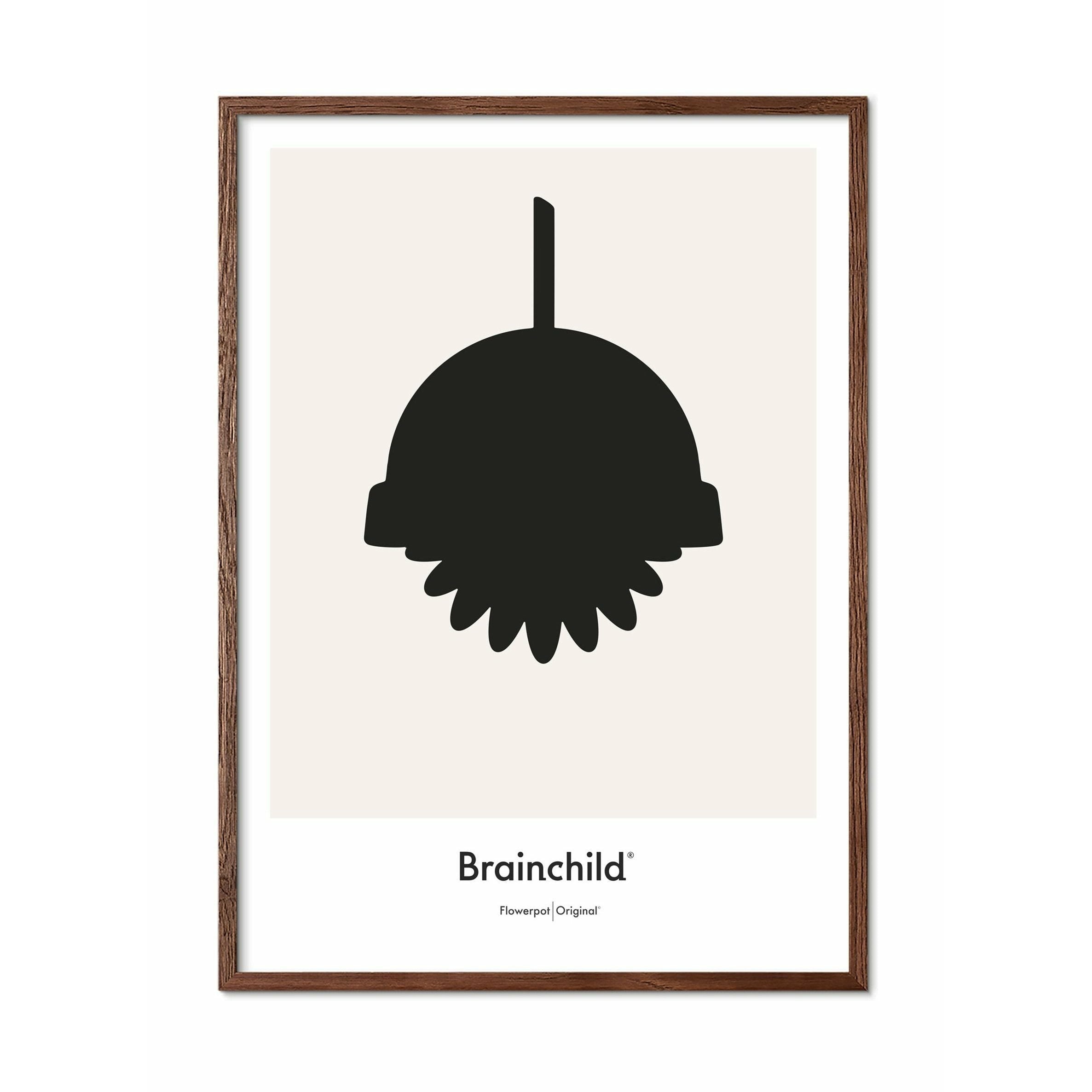 [product_category]-Brainchild Flowerpot Design Icon Poster, Frame Made Of Dark Wood 70 X100 Cm, Grey-Brainchild-IG-81004-B-BRA-1