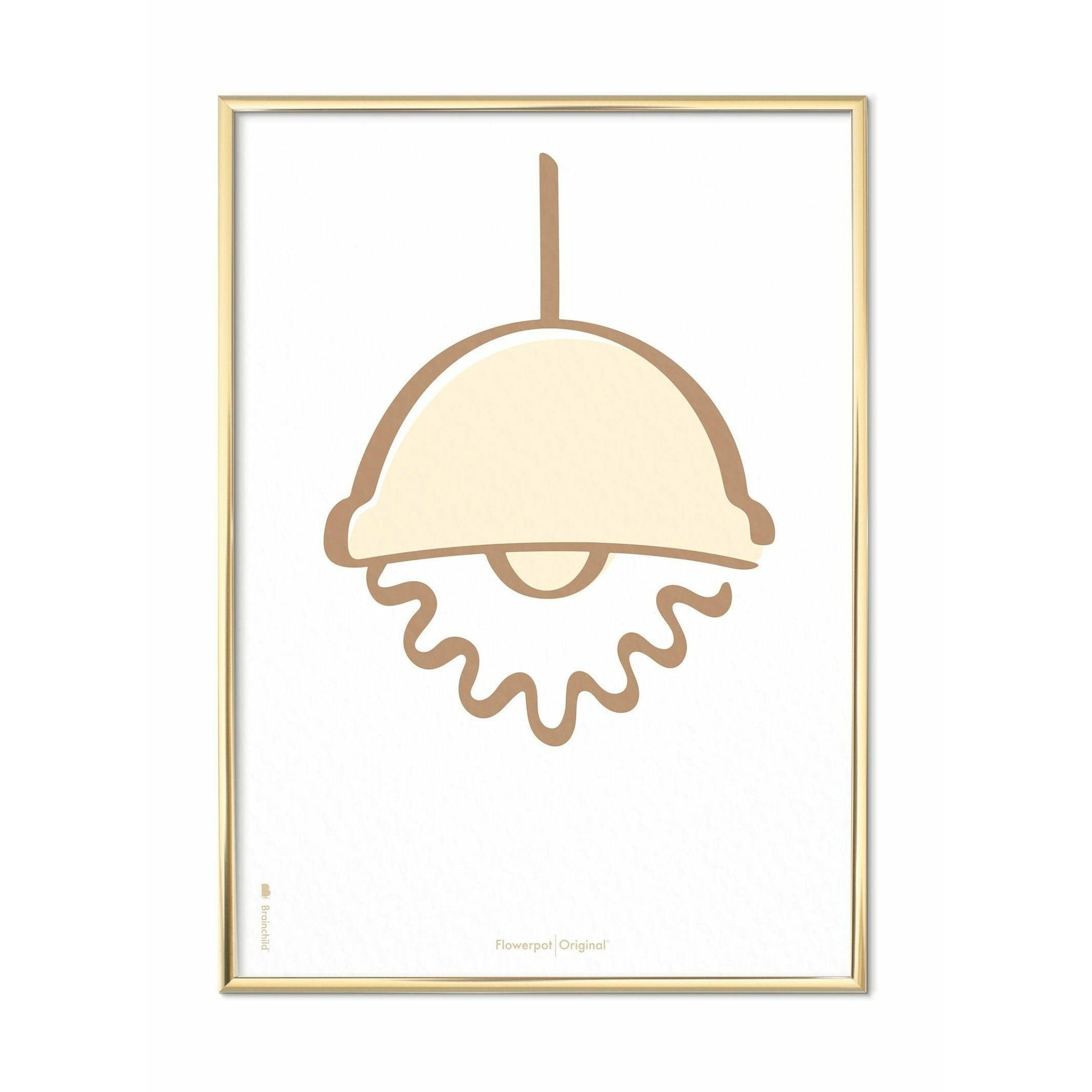[product_category]-Brainchild Flowerpot Line Poster, Brass Colored Frame 30x40 Cm, White Background-Brainchild-SH-81002-D-BRA-1