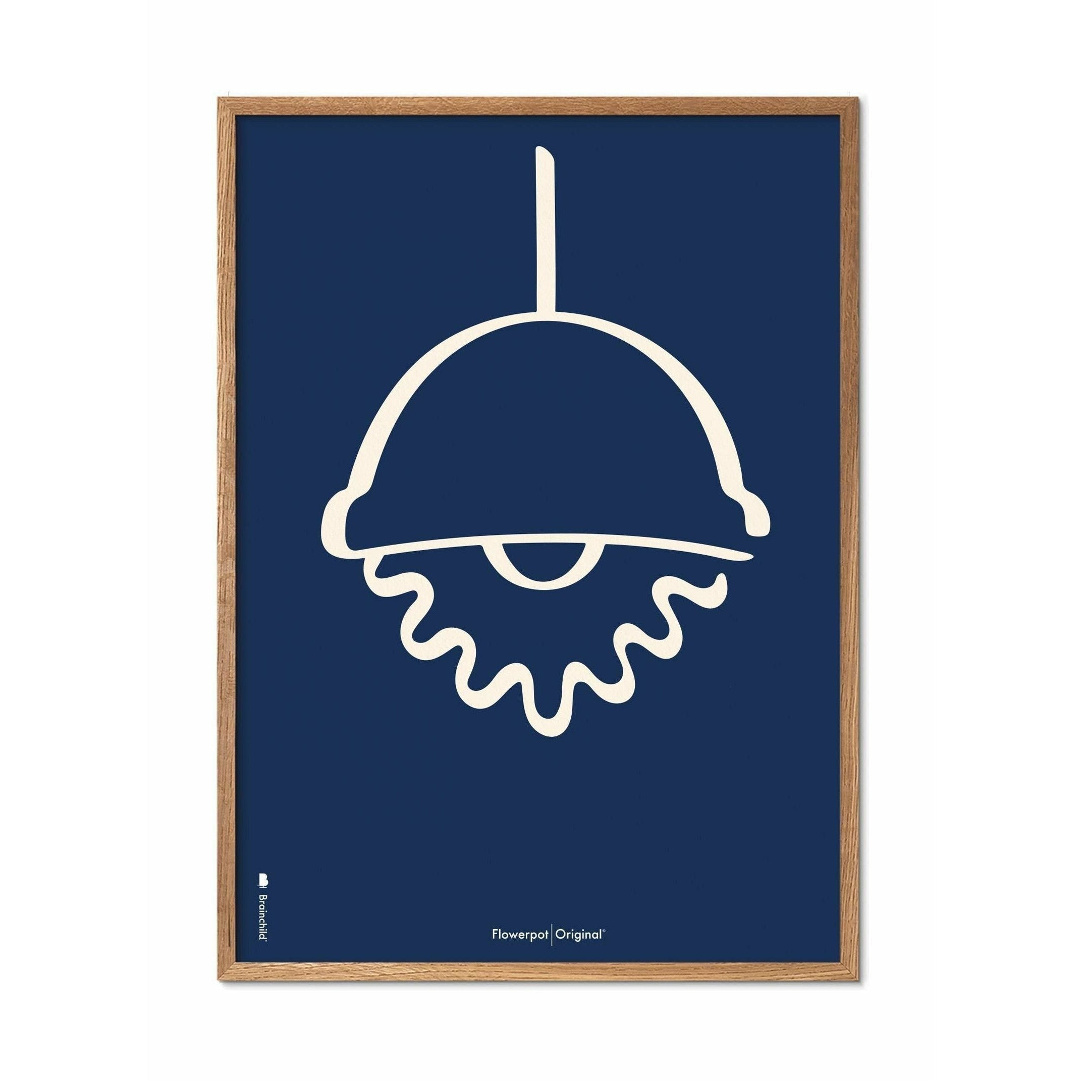 [product_category]-Brainchild Flowerpot Line Poster, Frame Made Of Light Wood 70x100 Cm, Blue Background-Brainchild-B-81004-A-BRA-1