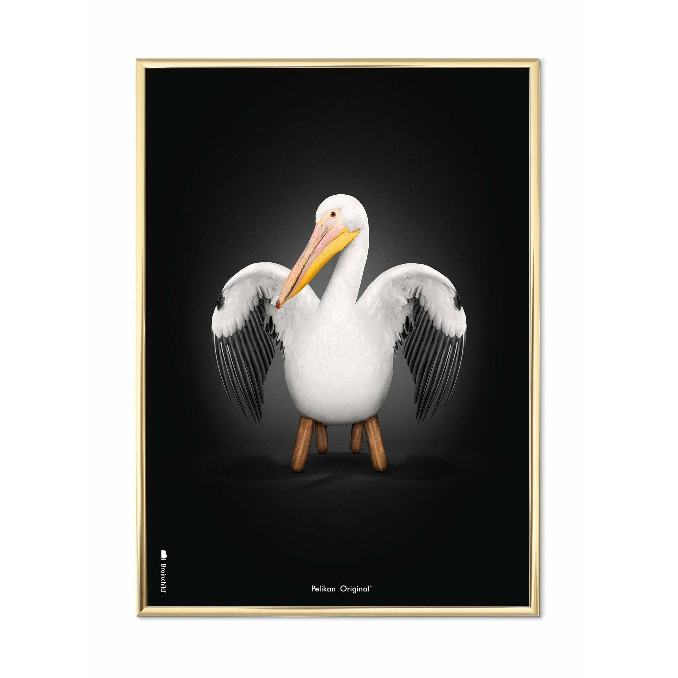 [product_category]-Brainchild Pelikan Classic Poster, Brass Colored Frame A5, Black Background-Brainchild-91001-D-BRA-1