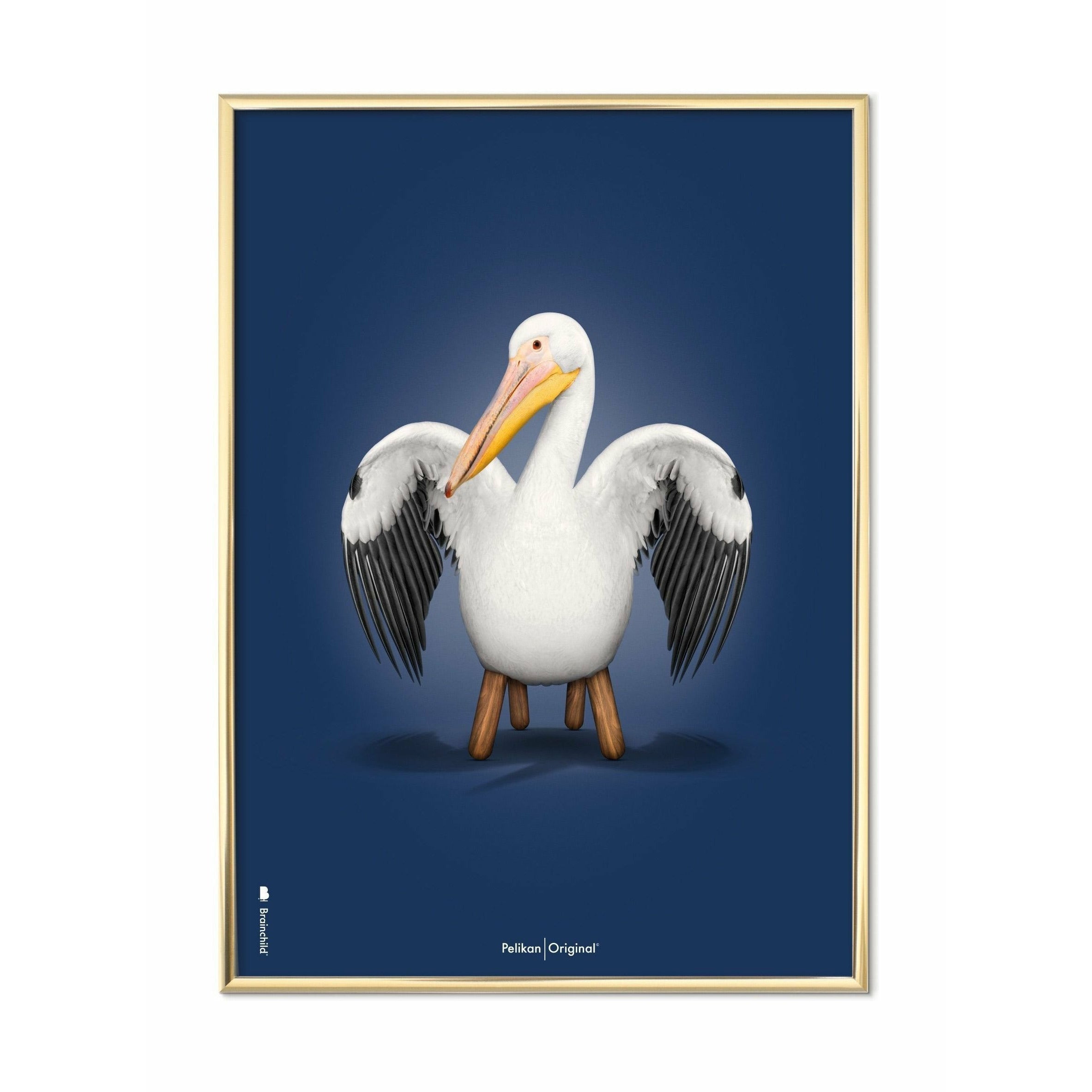 [product_category]-Brainchild Pelikan Classic Poster, Brass Frame 50x70 Cm, Dark Blue Background-Brainchild-92003-D-BRA-1