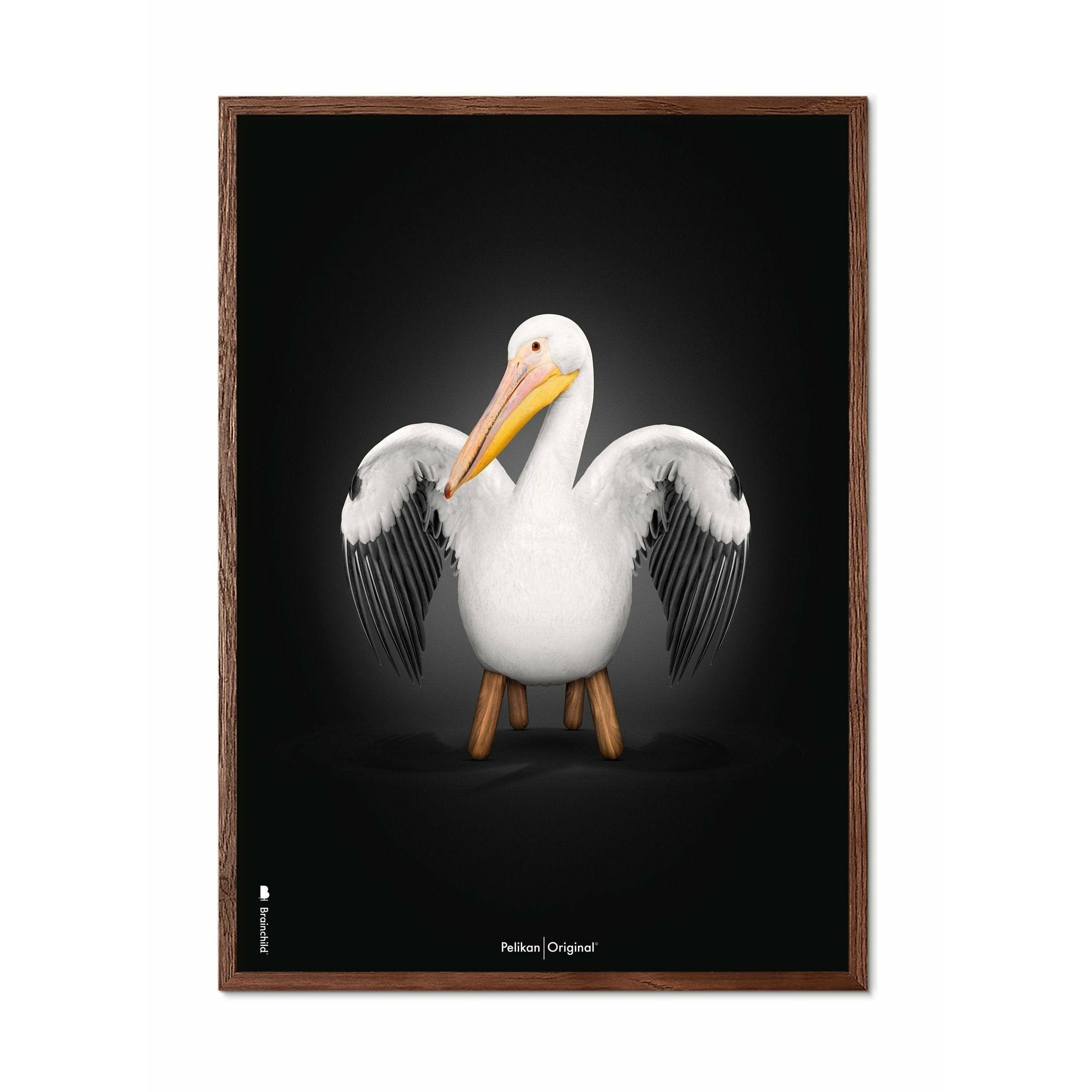 [product_category]-Brainchild Pelikan Classic Poster, Dark Wood Frame 50x70 Cm, Black Background-Brainchild-91003-B-BRA-1