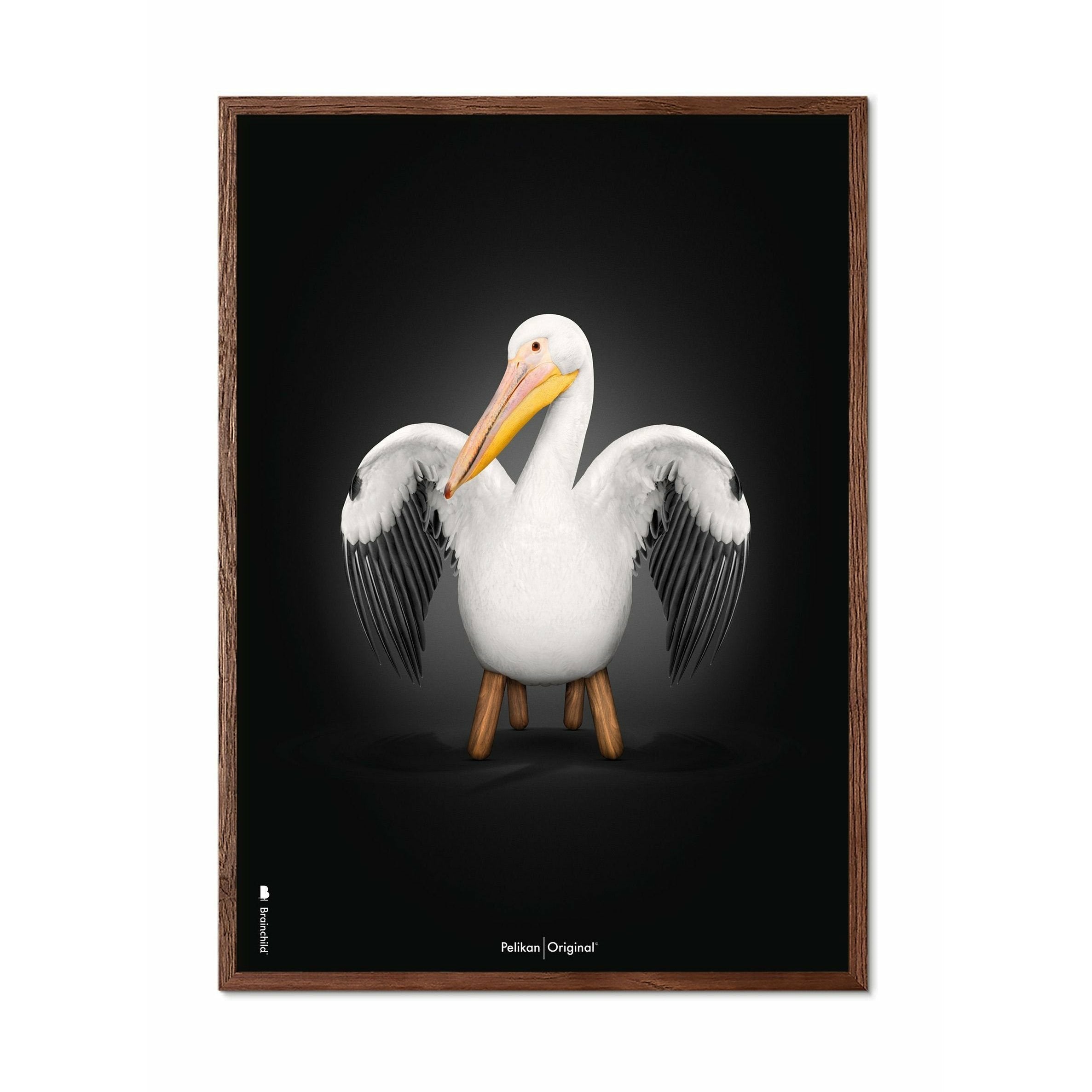 [product_category]-Brainchild Pelikan Classic Poster, Dark Wood Frame 70x100 Cm, Black Background-Brainchild-91004-B-BRA-1