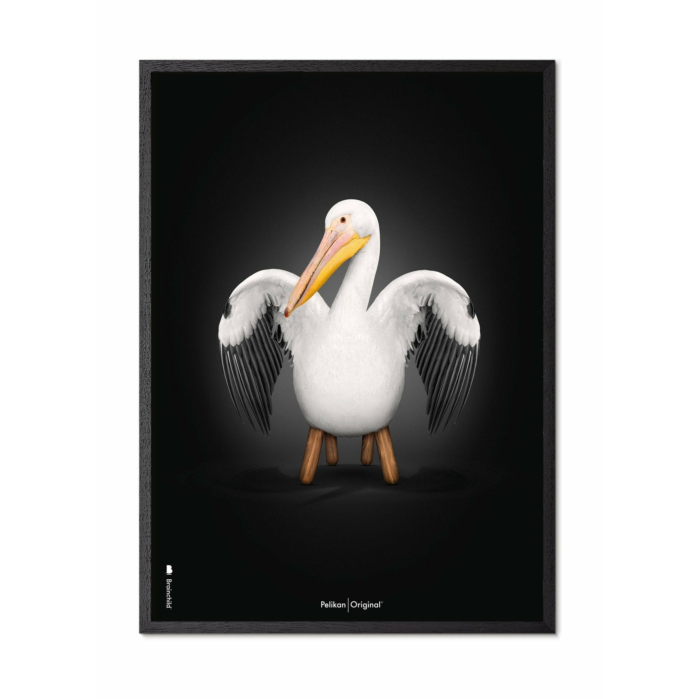 [product_category]-Brainchild Pelikan Classic Poster, Frame In Black Lacquered Wood 70x100 Cm, Black Background-Brainchild-91004-C-BRA-1