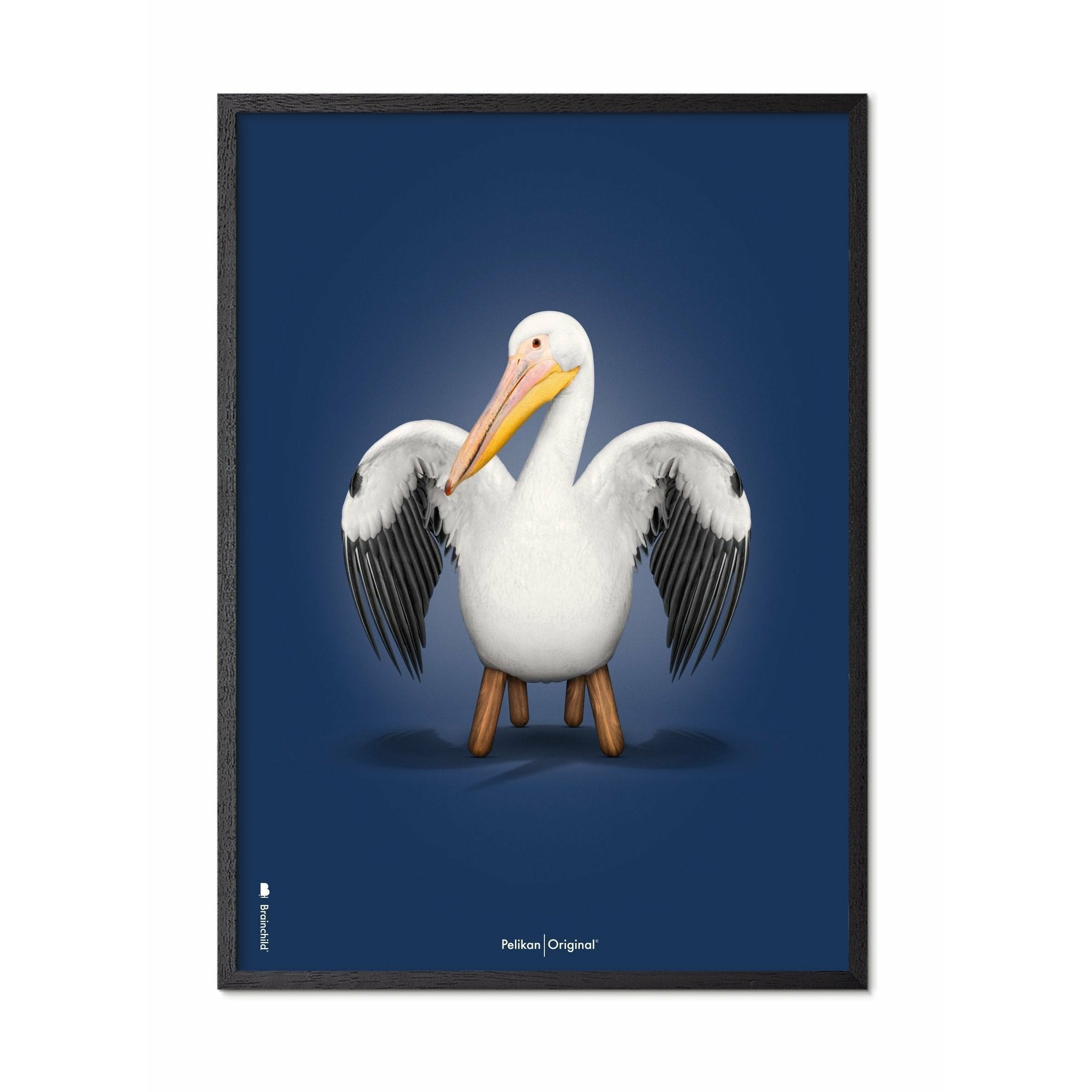 [product_category]-Brainchild Pelikan Classic Poster, Frame In Black Lacquered Wood 70x100 Cm, Dark Blue Background-Brainchild-92004-C-BRA-1
