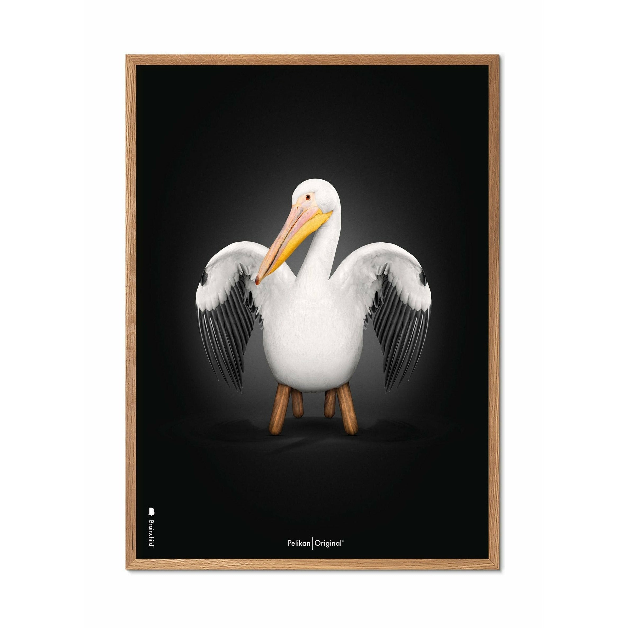[product_category]-Brainchild Pelikan Classic Poster, Frame Made Of Light Wood 50x70 Cm, Black Background-Brainchild-91003-A-BRA-1