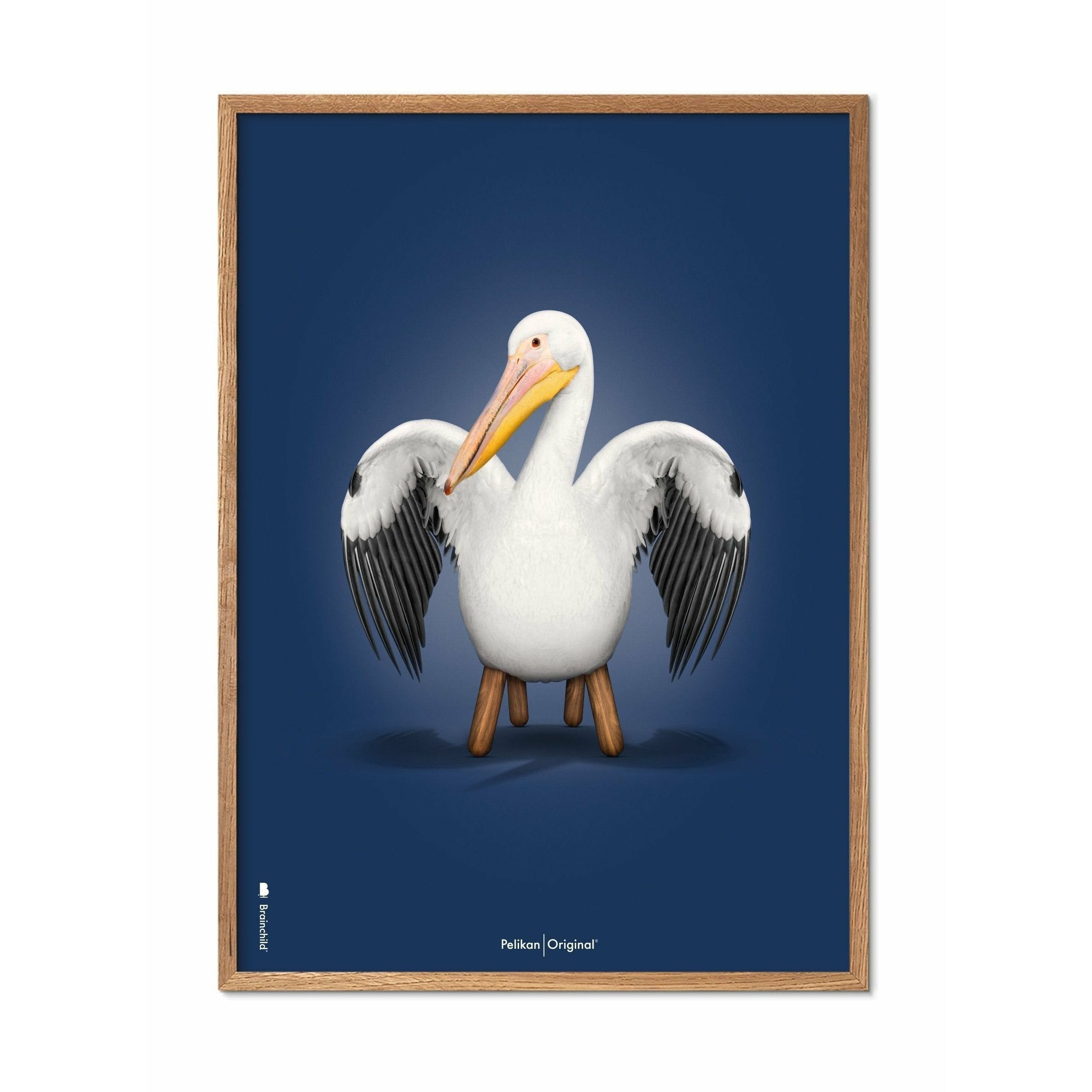 [product_category]-Brainchild Pelikan Classic Poster, Frame Made Of Light Wood 70x100 Cm, Dark Blue Background-Brainchild-92004-A-BRA-1