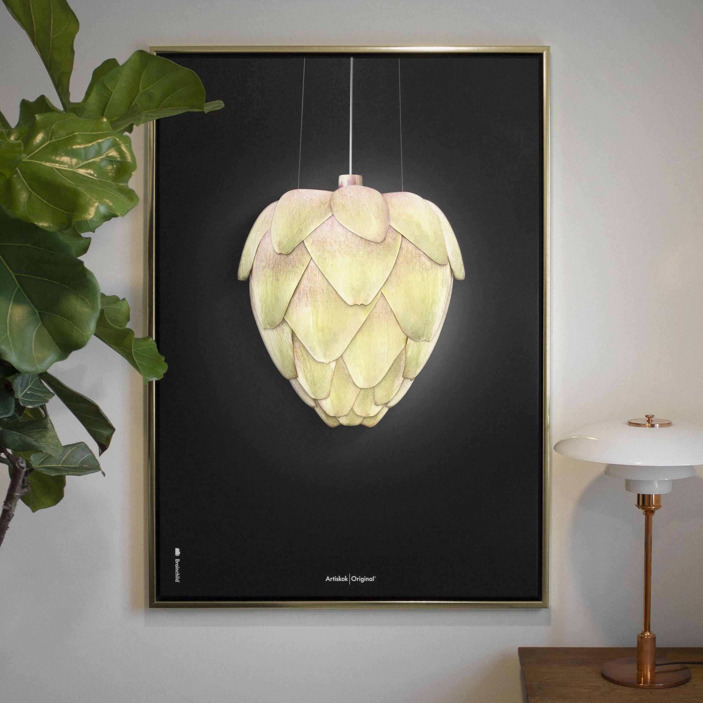 [product_category]-Brainchild Ph Artichoke Poster Brass Colored Frame 30 X40 Cm, Black Background-Brainchild-211002-D-BRA-2