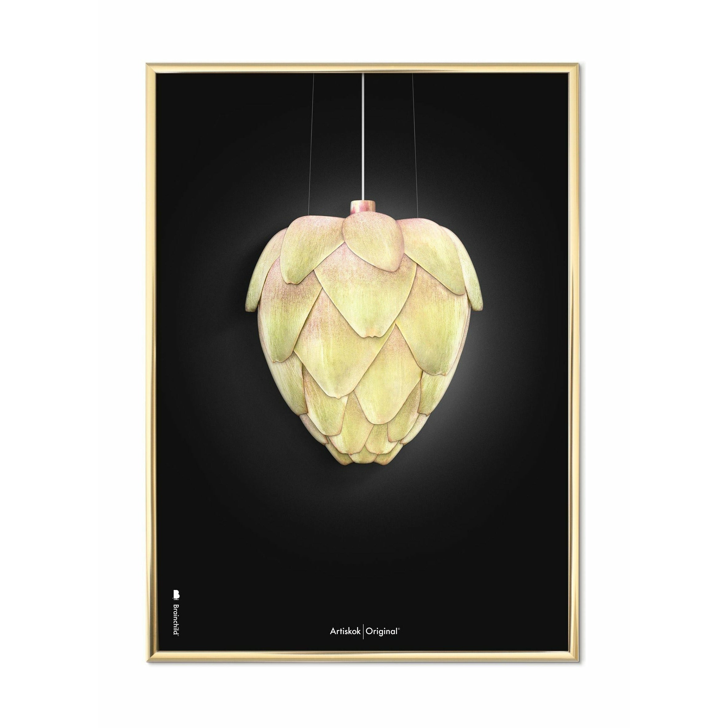 [product_category]-Brainchild Ph Artichoke Poster Brass Colored Frame A5, Black Background-Brainchild-211001-D-BRA-1
