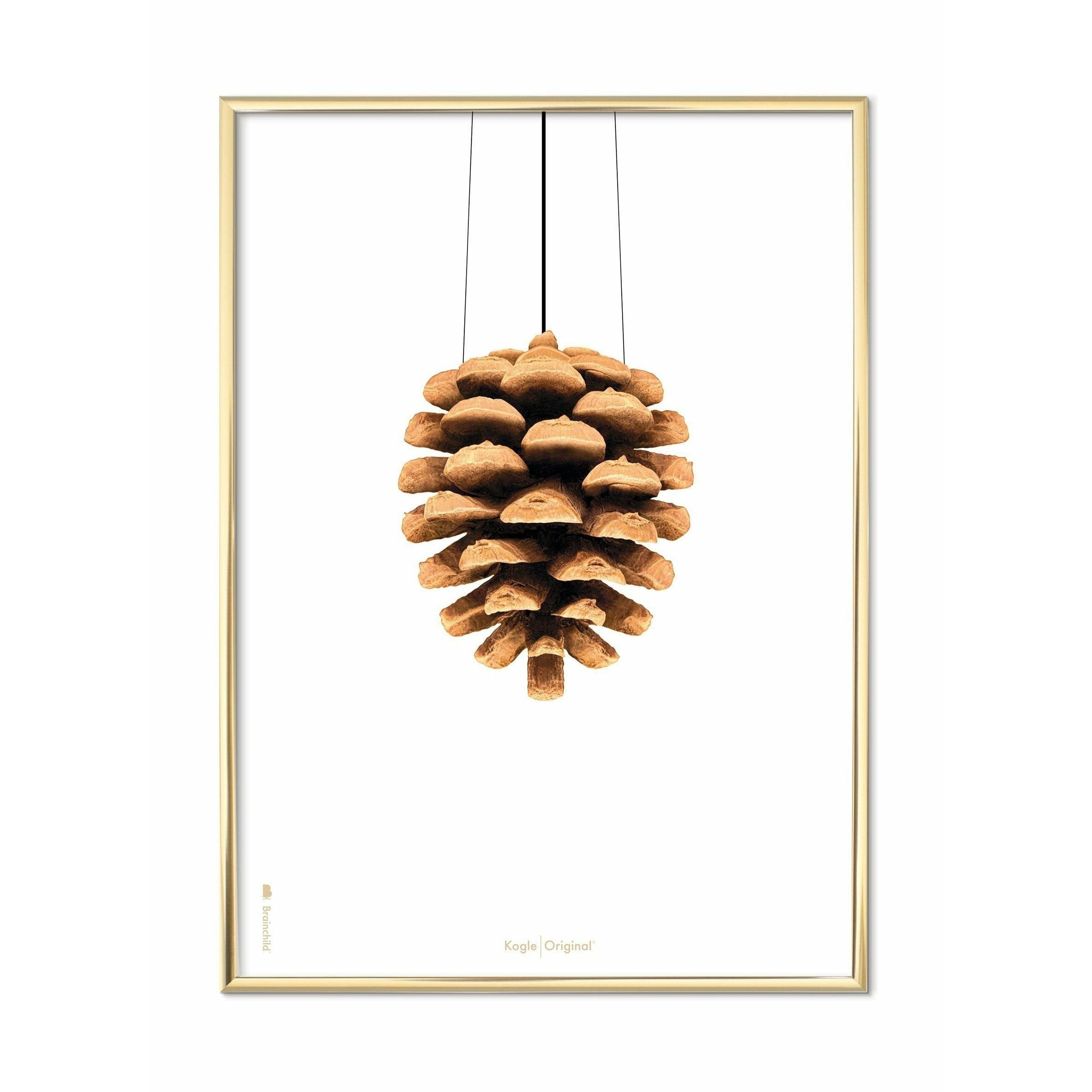 [product_category]-Brainchild Pine Cone Classic Poster, Brass Colored Frame 50x70 Cm, White Background-Brainchild-22003-D-BRA-1