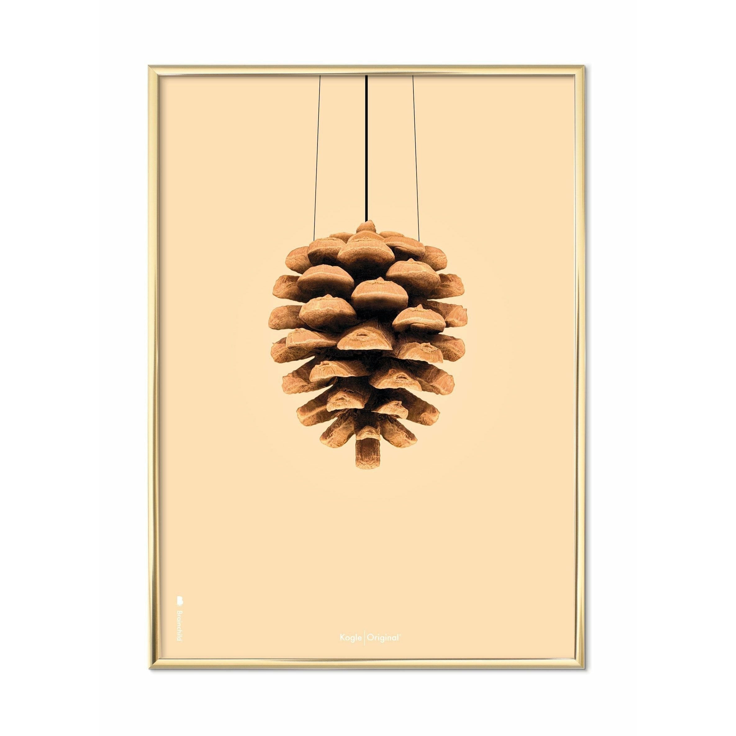 [product_category]-Brainchild Pine Cone Classic Poster, Brass Colored Frame A5, Sand Background-Brainchild-21001-D-BRA-1