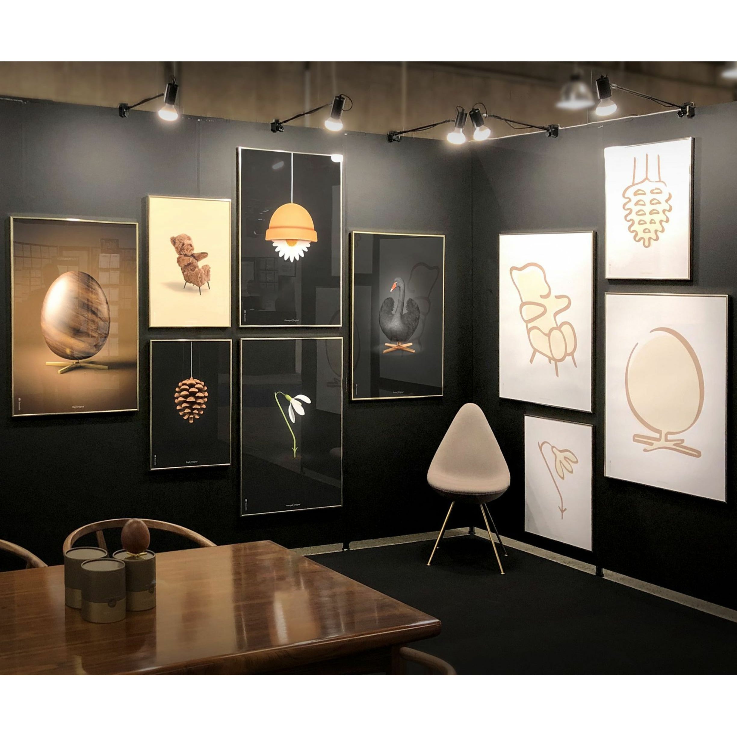 [product_category]-Brainchild Pine Cone Classic Poster, Brass Coloured Frame 30x40 Cm, Black Background-Brainchild-23002-D-BRA-25