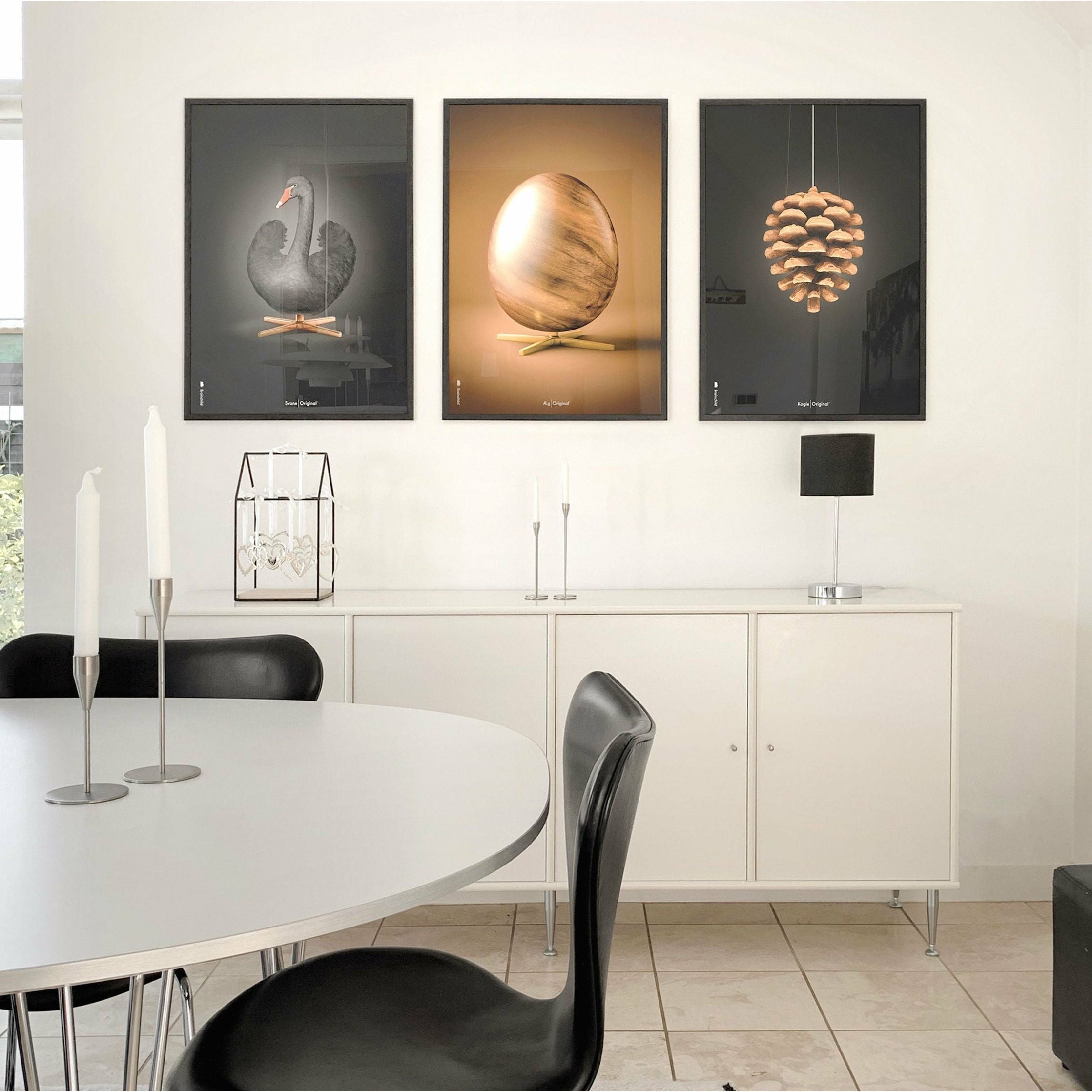 [product_category]-Brainchild Pine Cone Classic Poster, Frame In Black Lacquered Wood 30x40 Cm, Black Background-Brainchild-23002-C-BRA-34