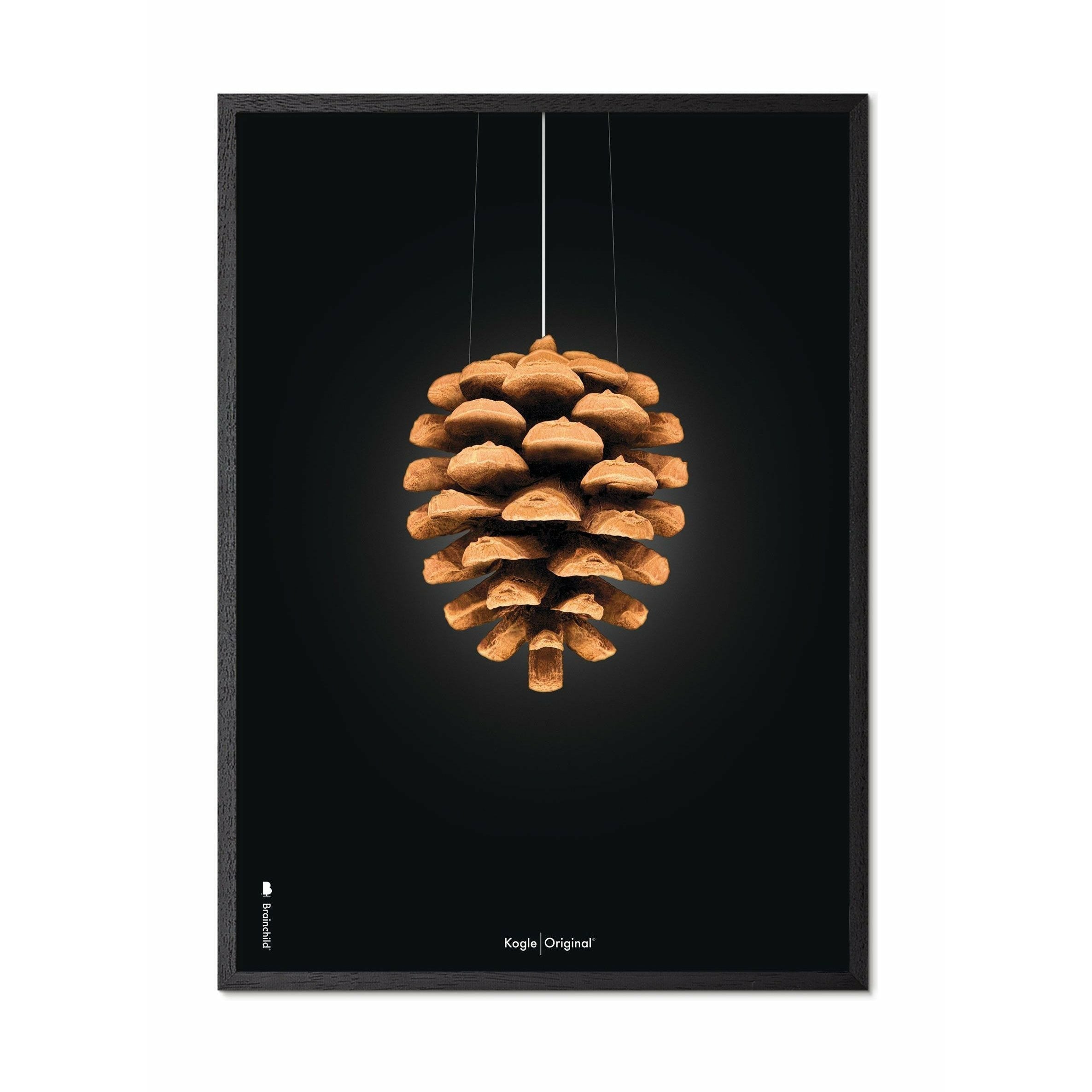 [product_category]-Brainchild Pine Cone Classic Poster, Frame In Black Lacquered Wood A5, Black Background-Brainchild-23001-C-BRA-1