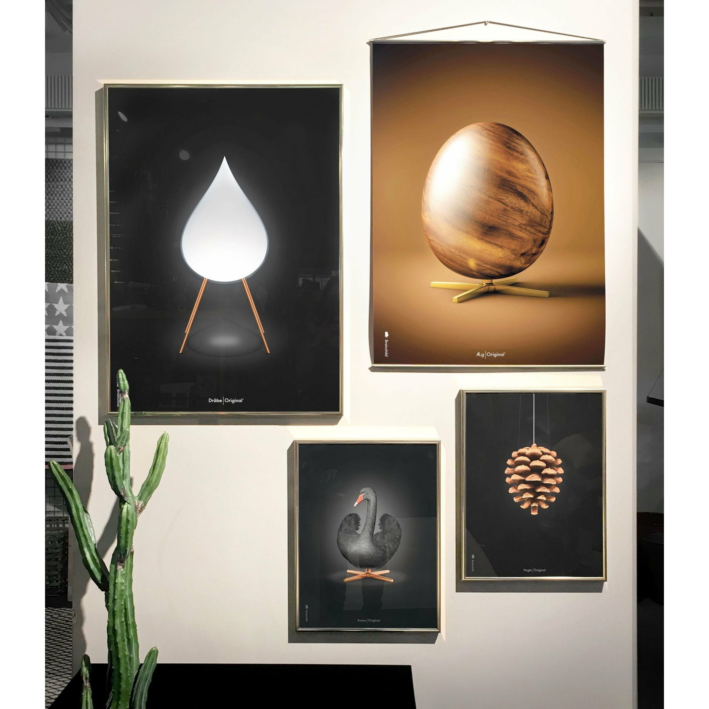 [product_category]-Brainchild Pine Cone Classic Poster, Frame In Black Lacquered Wood A5, Black Background-Brainchild-23001-C-BRA-23