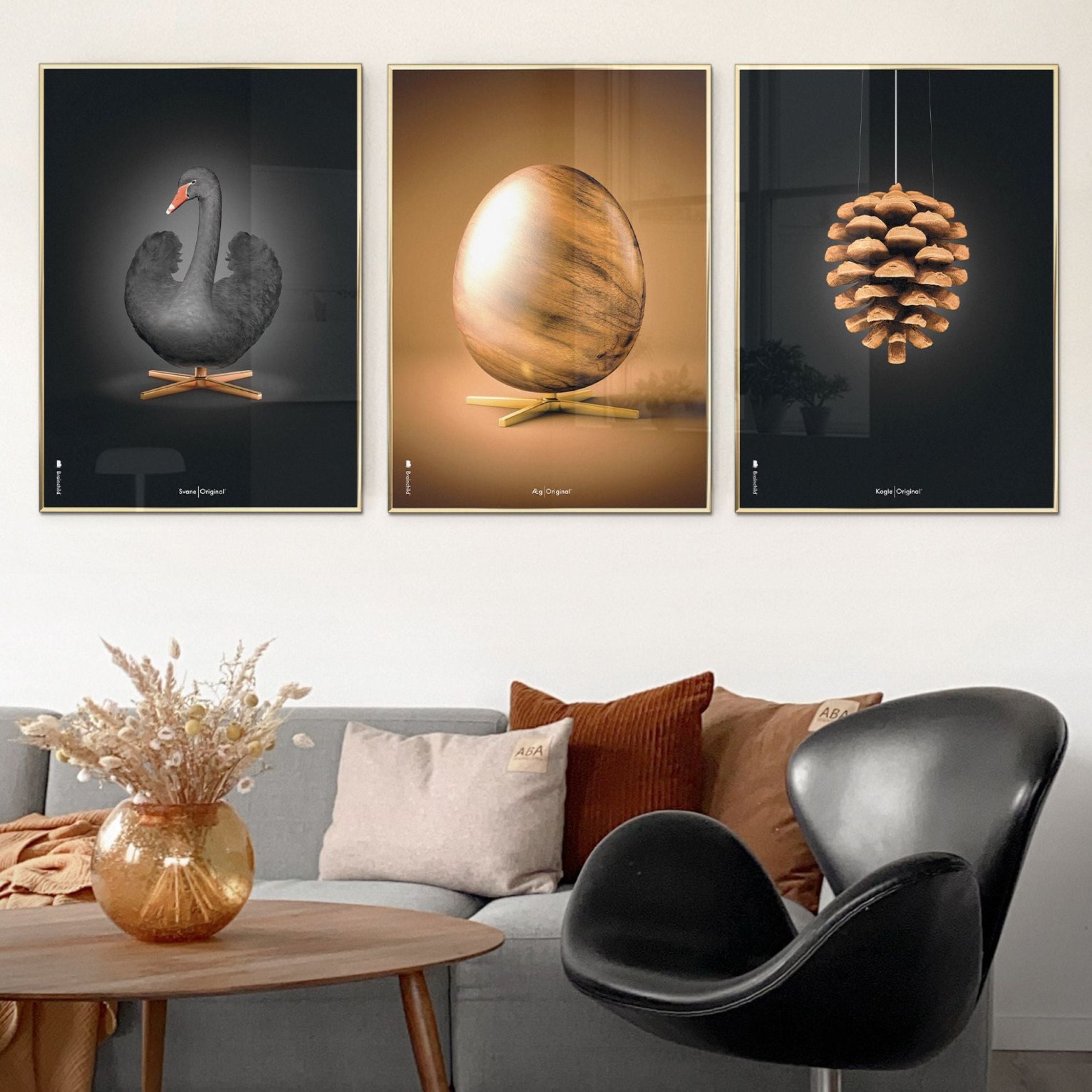 [product_category]-Brainchild Pine Cone Classic Poster, Frame In Black Lacquered Wood A5, Black Background-Brainchild-23001-C-BRA-31