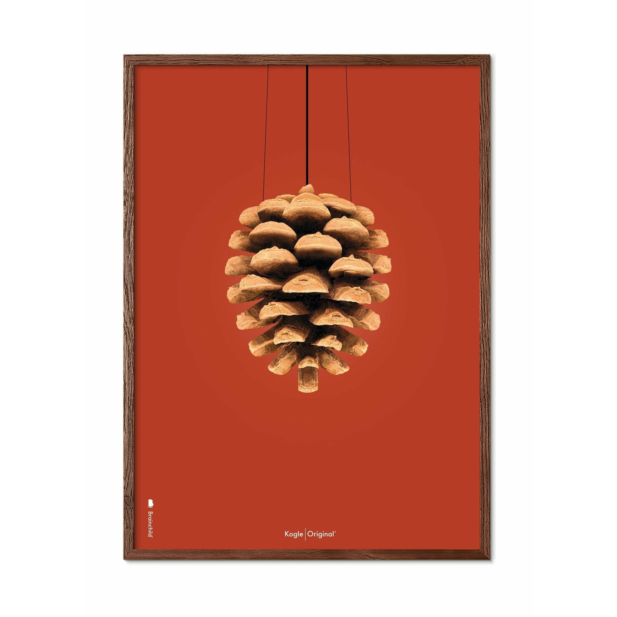 [product_category]-Brainchild Pine Cone Classic Poster Frame Made Of Dark Wood 30x40 Cm, Red Background-Brainchild-25002-B-BRA-1