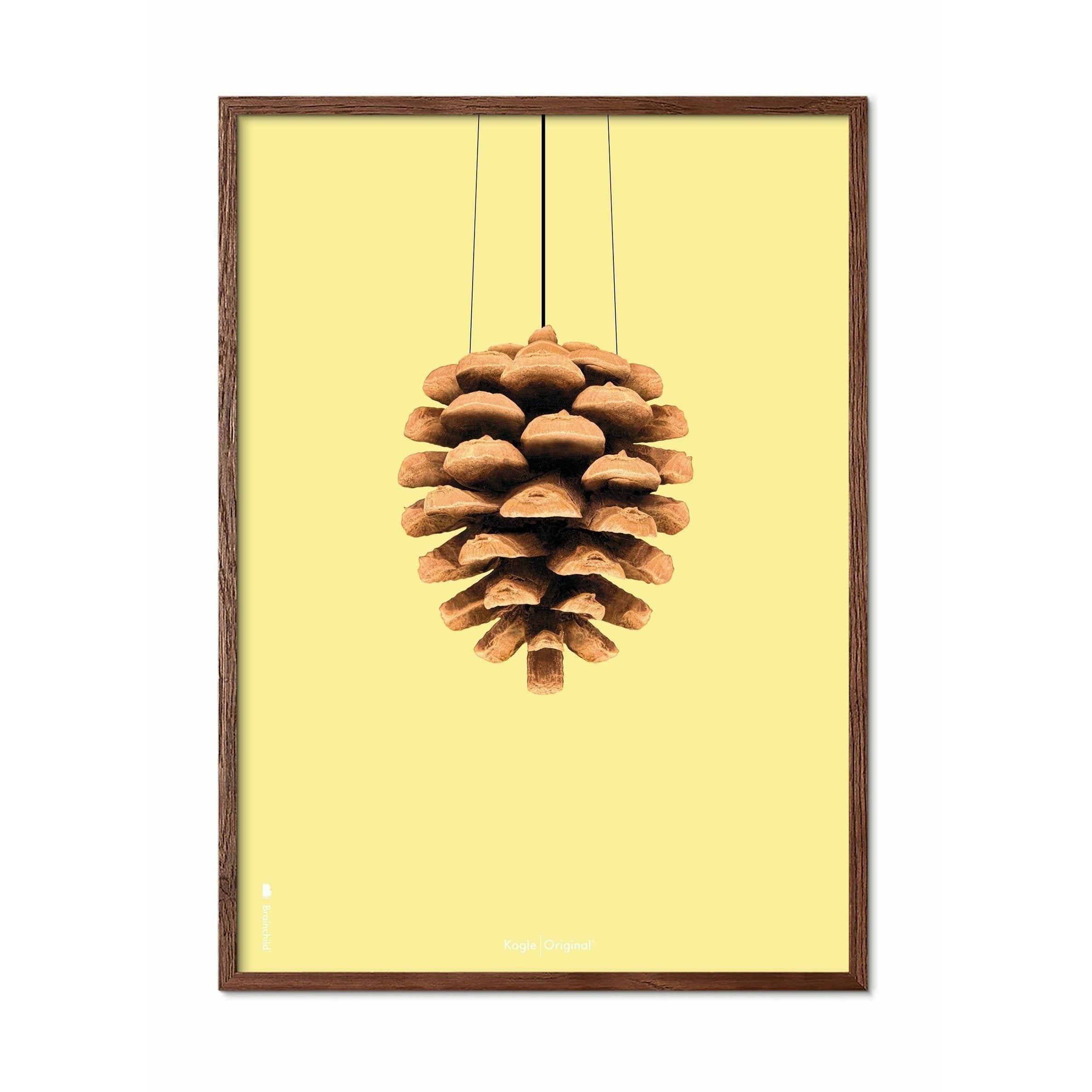 [product_category]-Brainchild Pine Cone Classic Poster, Frame Made Of Dark Wood 30x40 Cm, Yellow Background-Brainchild-24002-B-BRA-1