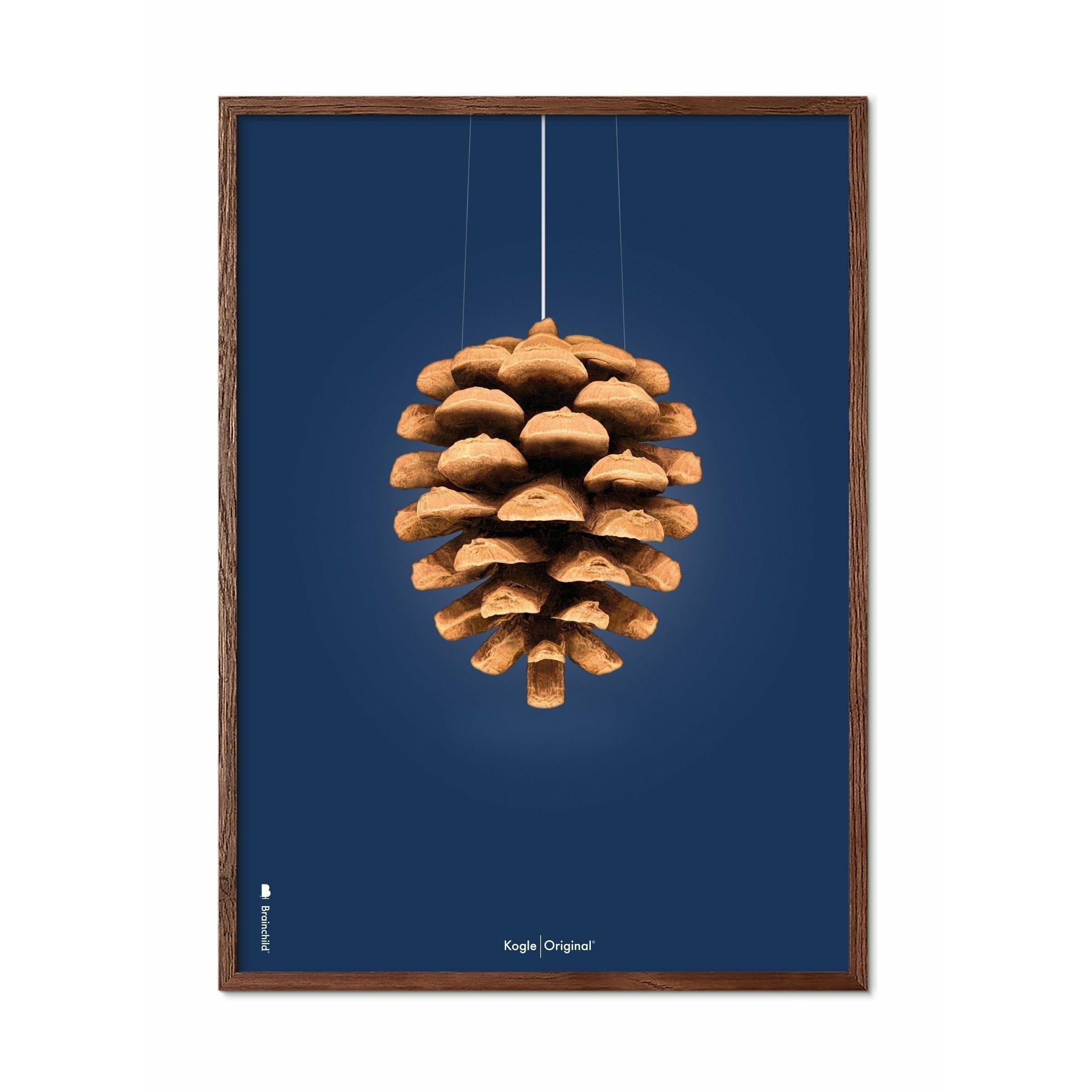 [product_category]-Brainchild Pine Cone Classic Poster, Frame Made Of Dark Wood 50x70 Cm, Dark Blue Background-Brainchild-26003-B-BRA-1