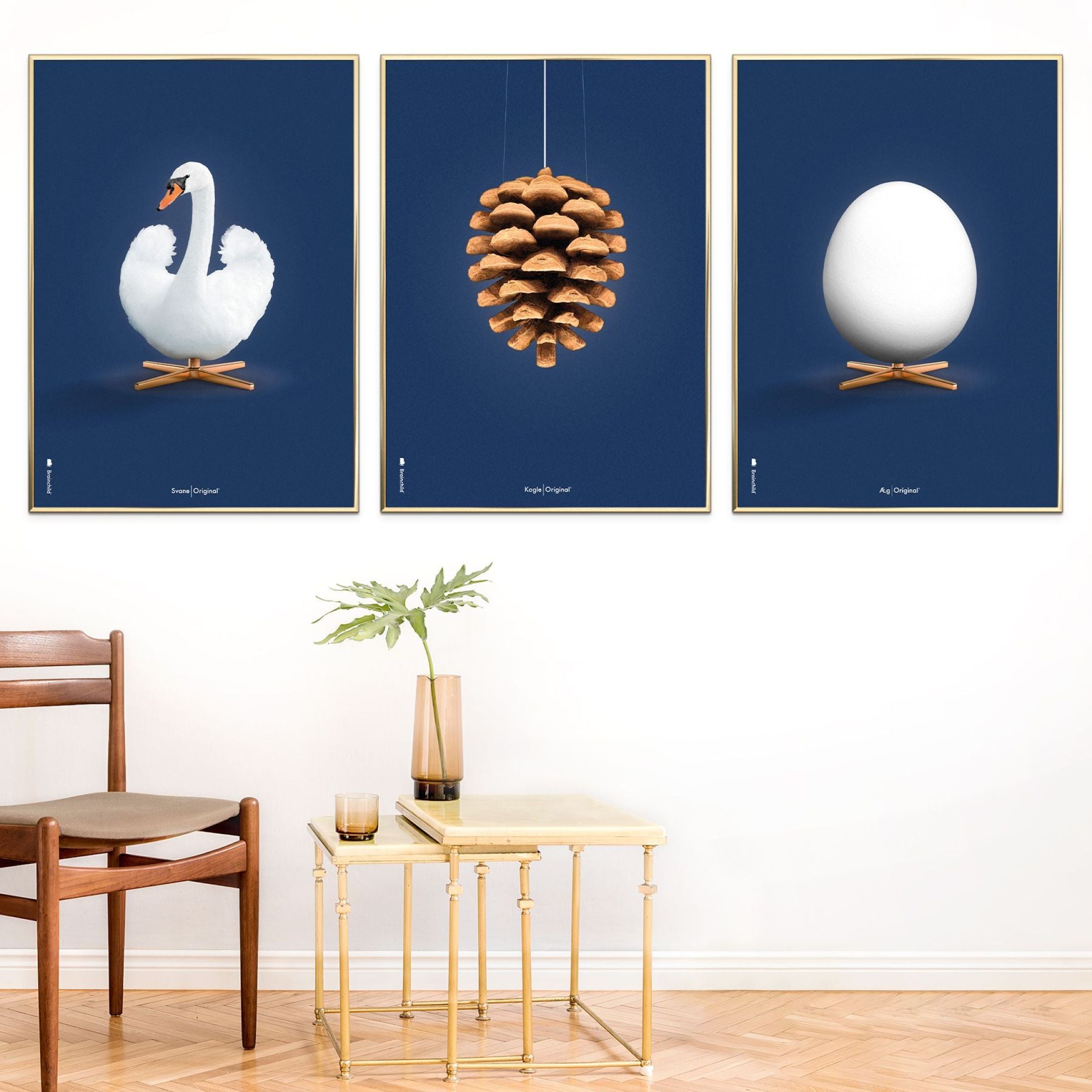 [product_category]-Brainchild Pine Cone Classic Poster, Frame Made Of Light Wood 70x100 Cm, Dark Blue Background-Brainchild-26004-A-BRA-6
