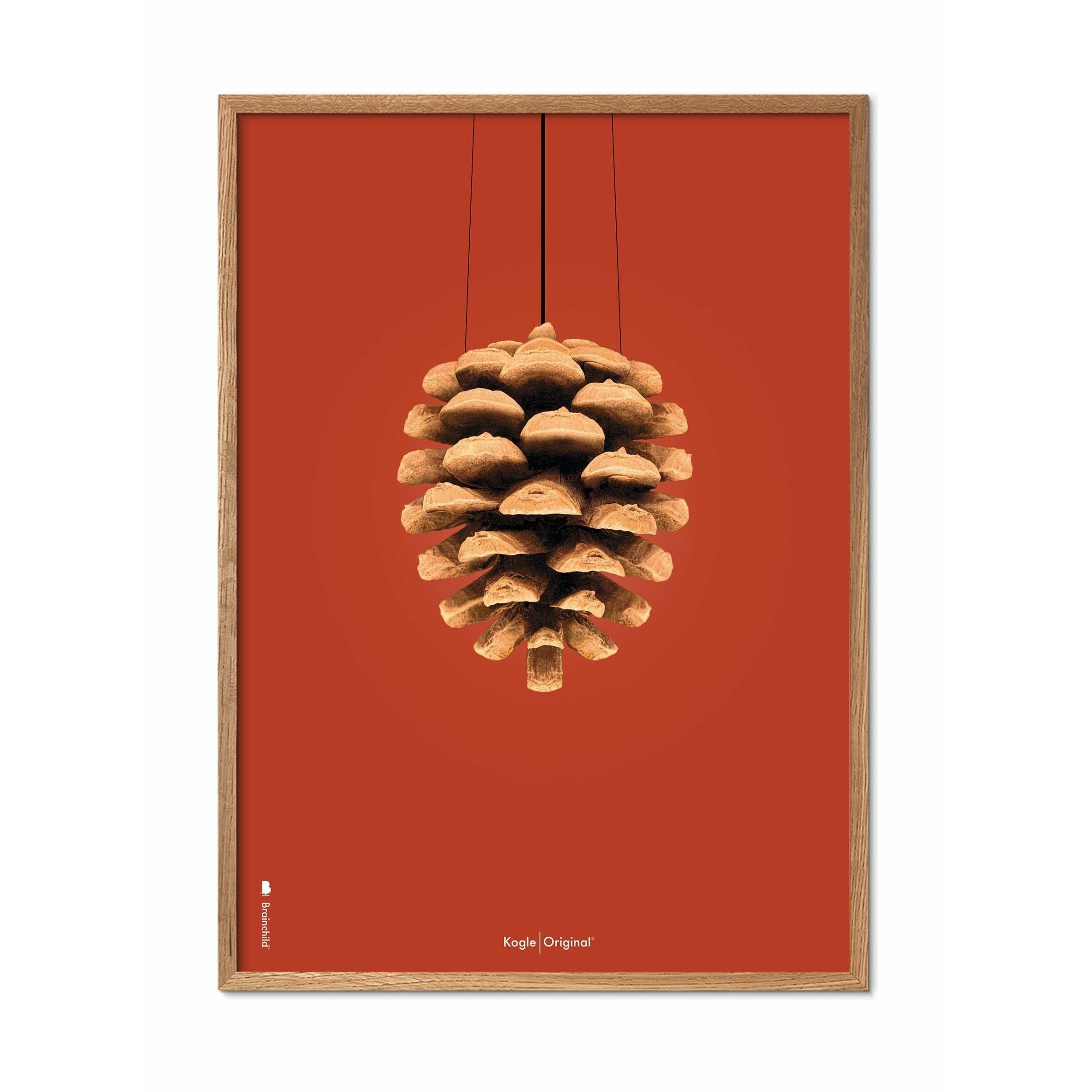 [product_category]-Brainchild Pine Cone Classic Poster, Frame Made Of Light Wood A5, Red Background-Brainchild-25001-A-BRA-1
