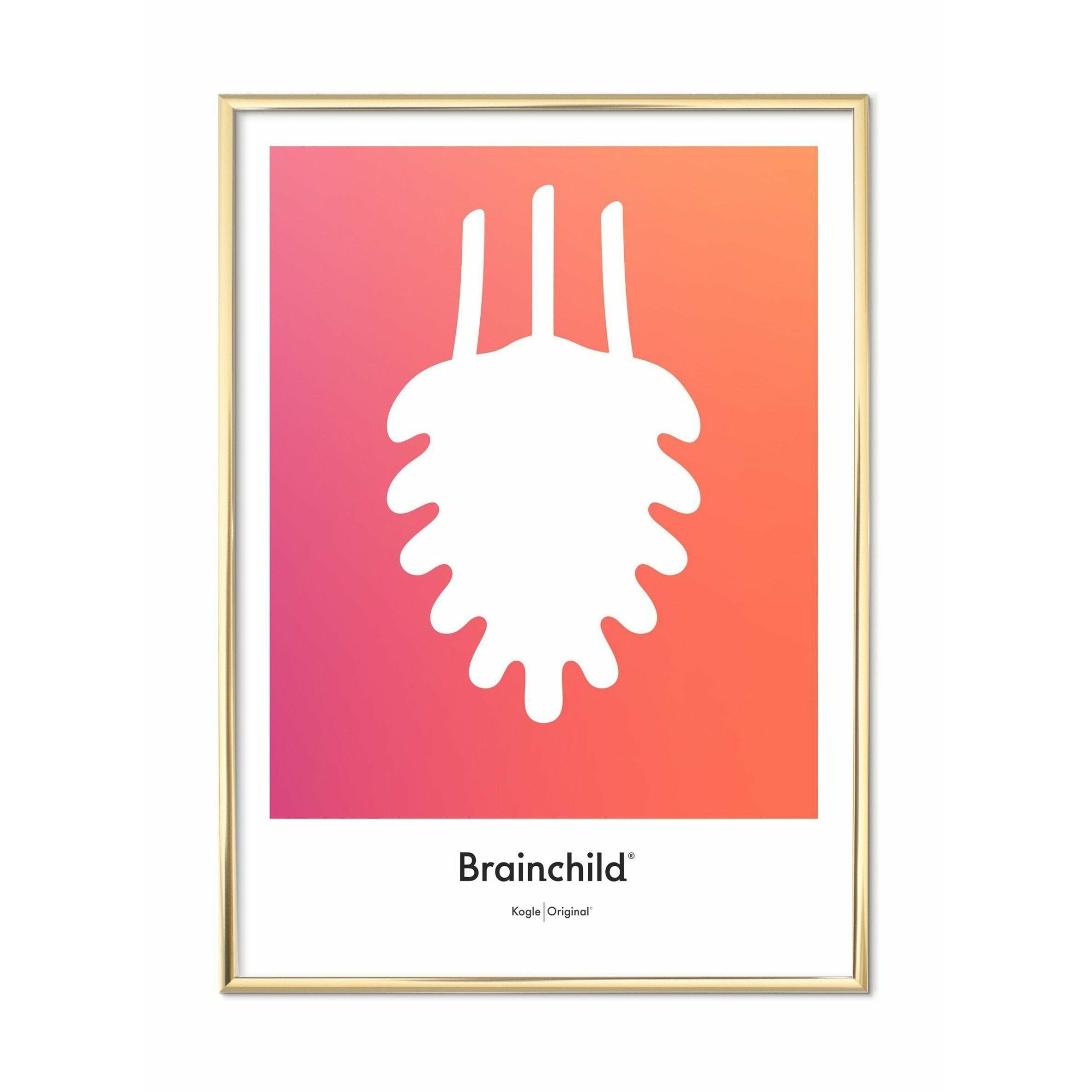 [product_category]-Brainchild Pine Cone Design Icon Poster, Brass Colored Frame A5, Orange-Brainchild-IF-21001-D-BRA-1