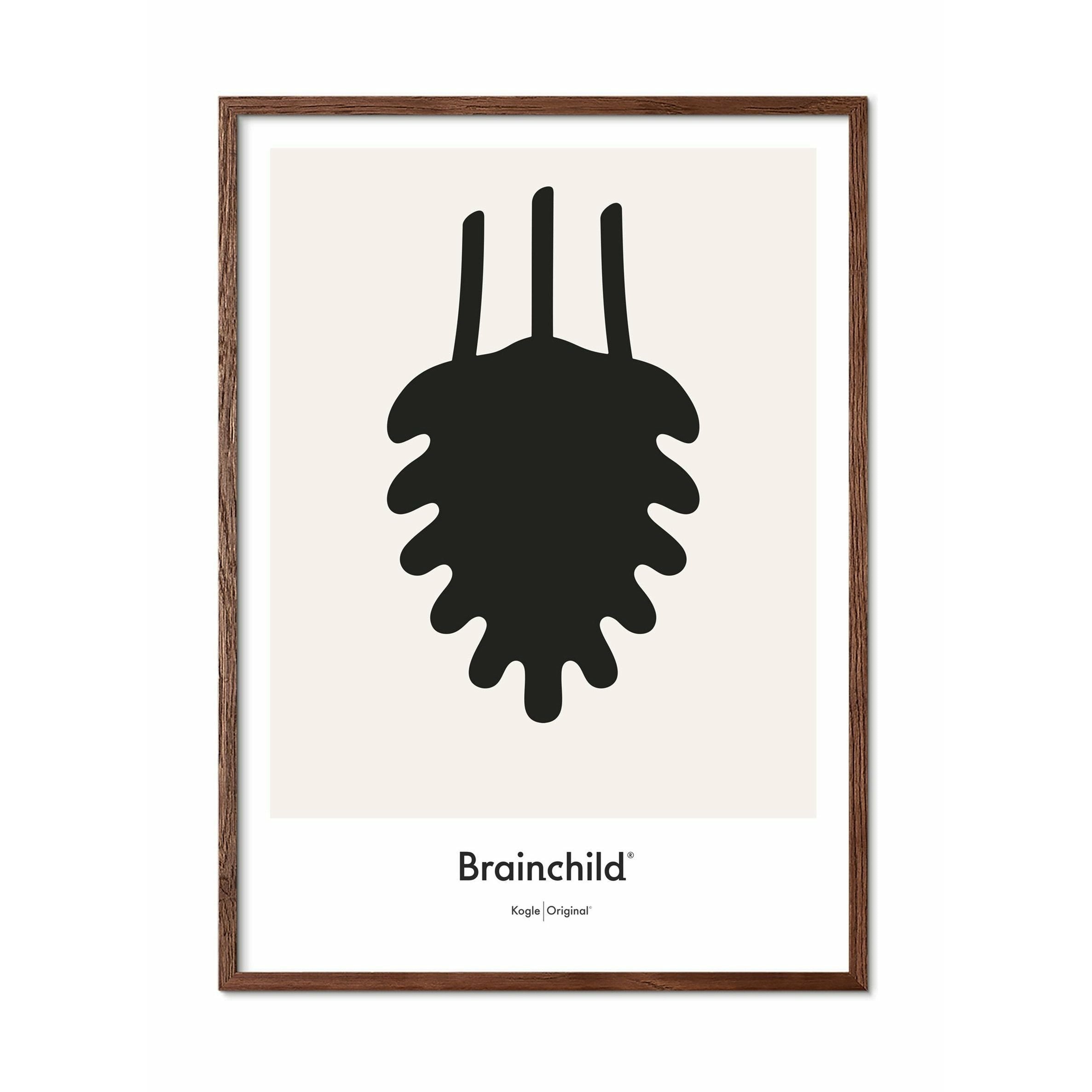 [product_category]-Brainchild Pine Cone Design Icon Poster, Frame Made Of Dark Wood 70 X100 Cm, Grey-Brainchild-IG-21004-B-BRA-1