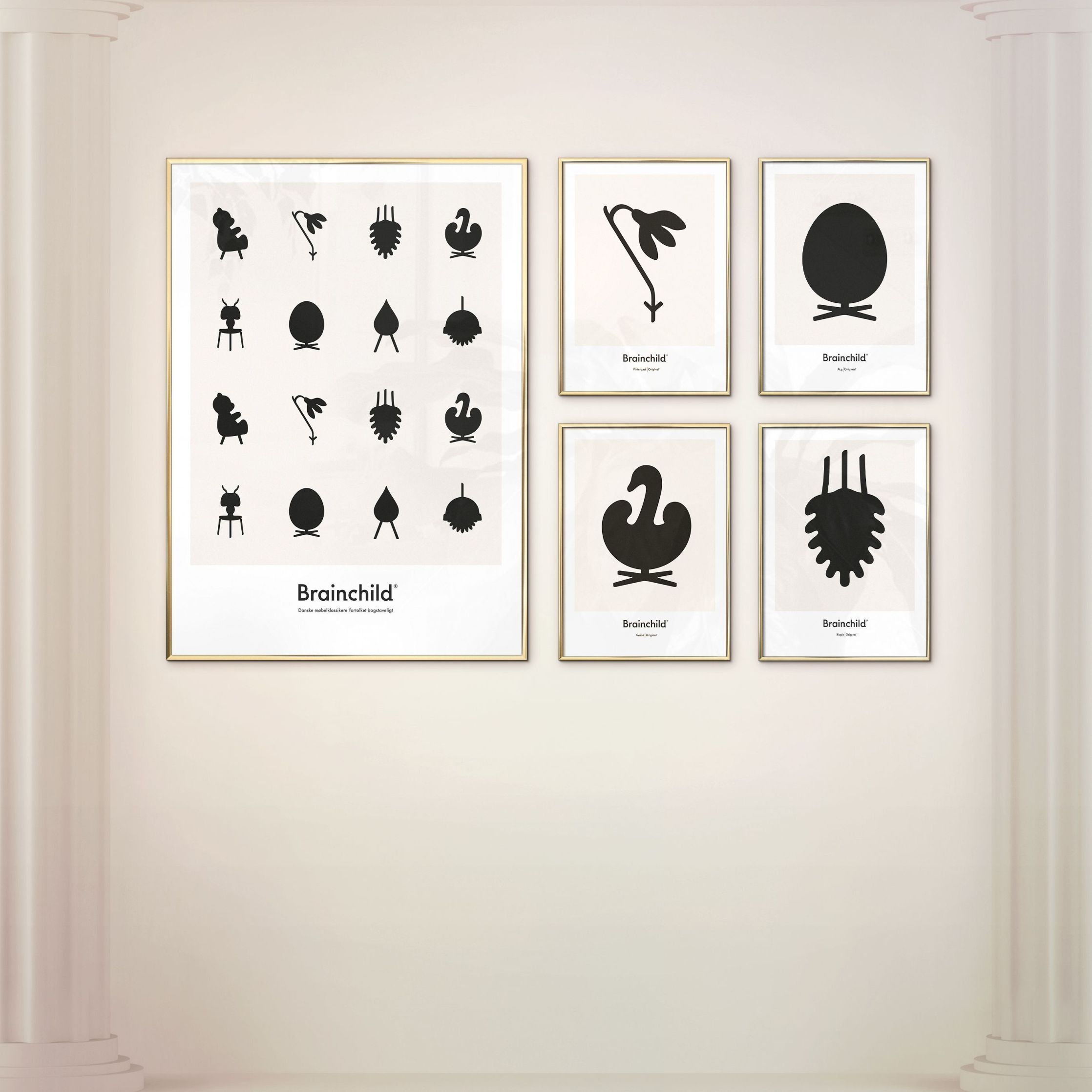 [product_category]-Brainchild Pine Cone Design Icon Poster, Frame Made Of Dark Wood 70 X100 Cm, Grey-Brainchild-IG-21004-B-BRA-4
