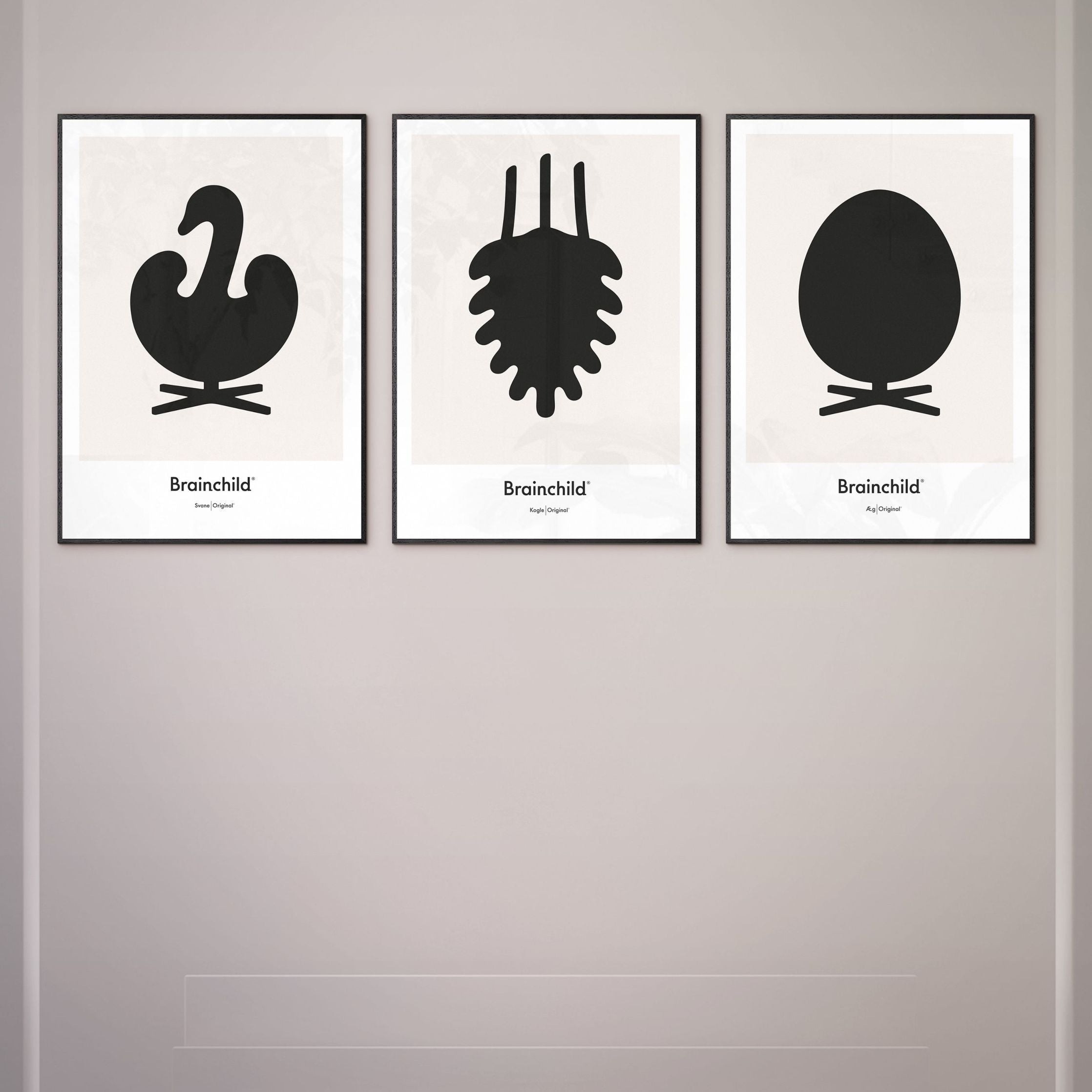 [product_category]-Brainchild Pine Cone Design Icon Poster, Frame Made Of Dark Wood 70 X100 Cm, Grey-Brainchild-IG-21004-B-BRA-5