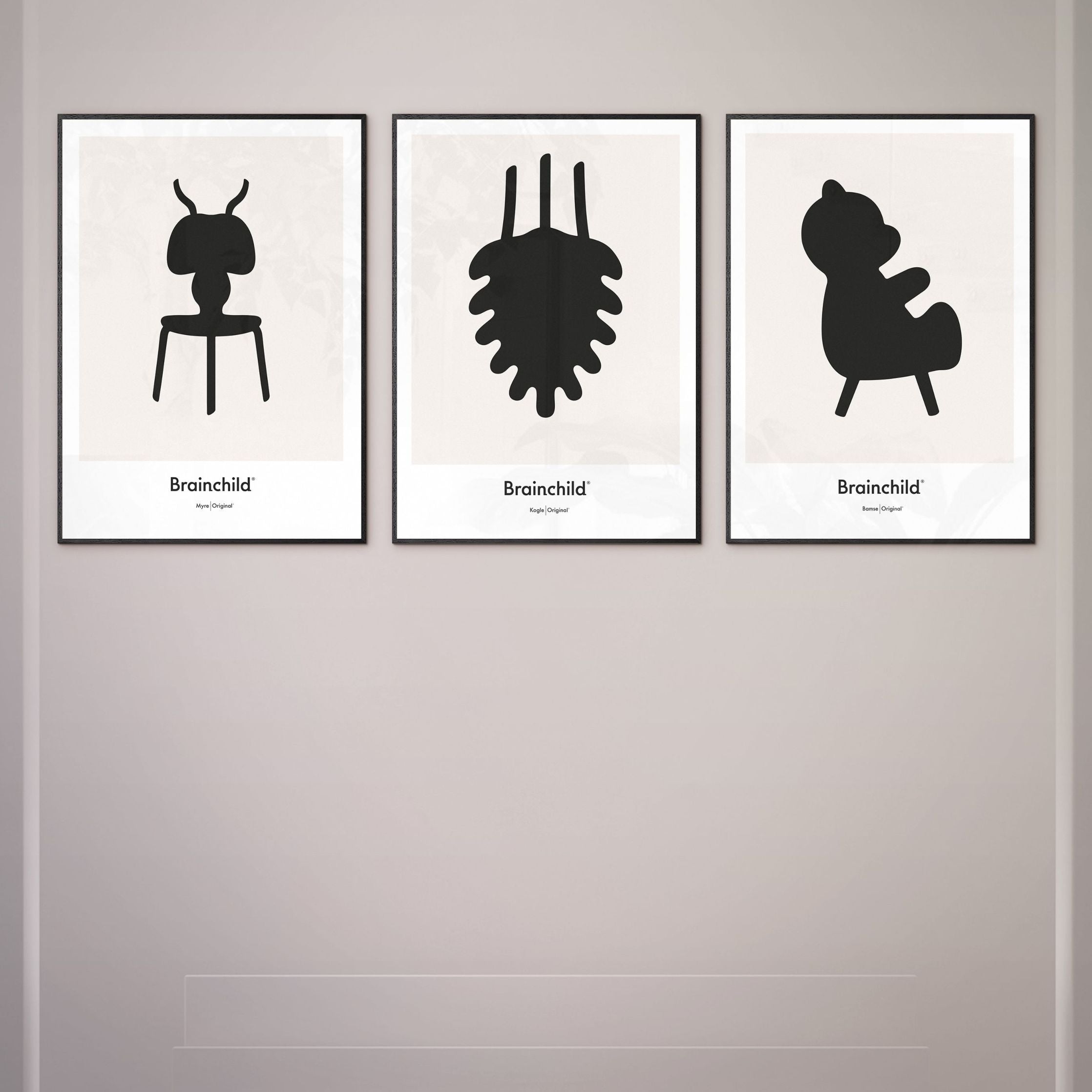 [product_category]-Brainchild Pine Cone Design Icon Poster, Frame Made Of Dark Wood 70 X100 Cm, Grey-Brainchild-IG-21004-B-BRA-6
