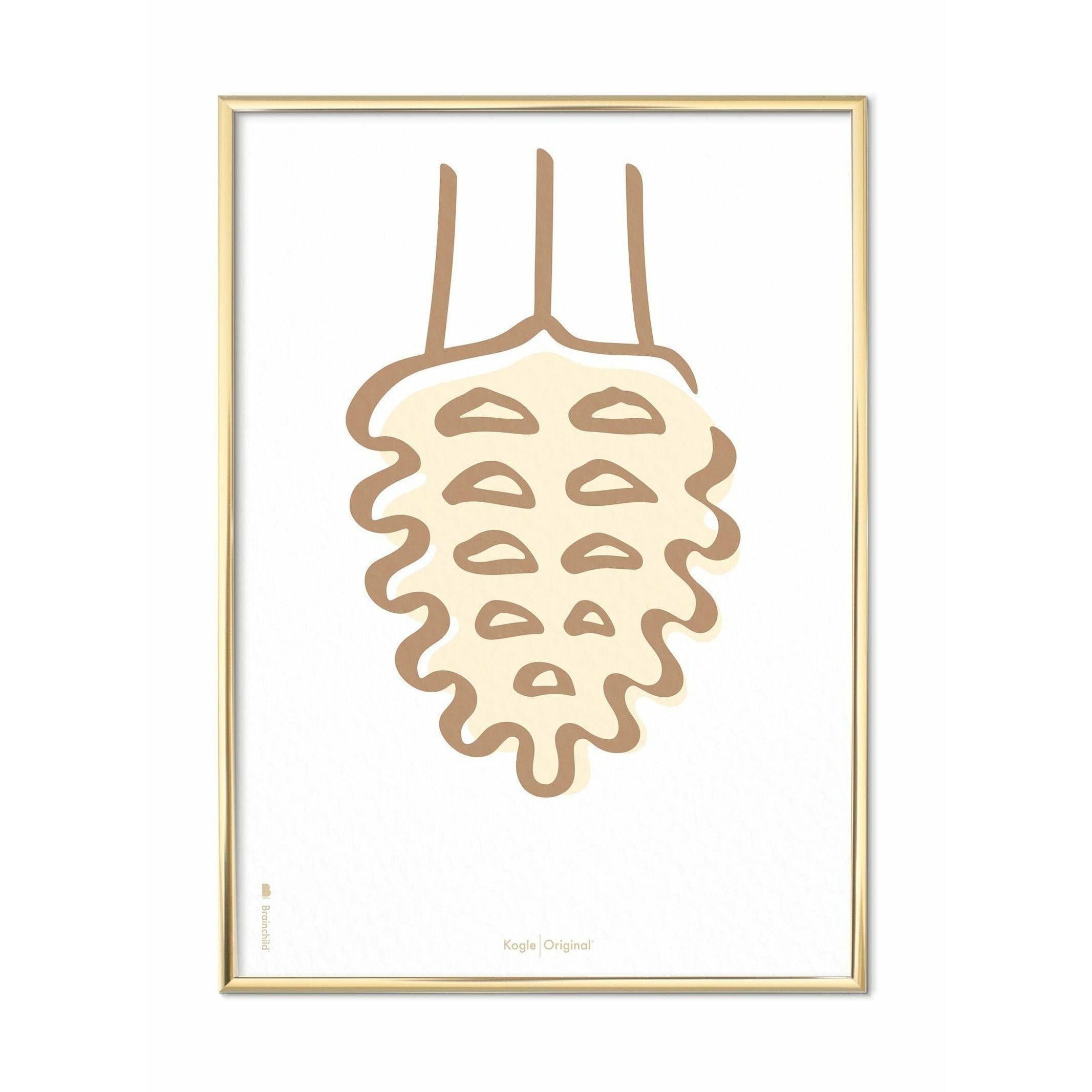 [product_category]-Brainchild Pine Cone Line Poster, Brass Colored Frame 70 X100 Cm, White Background-Brainchild-SH-21004-D-BRA-1