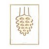 Plakát Pine Cone Line Plakát mosazný barevný rám 70 x100 cm bílé pozadí