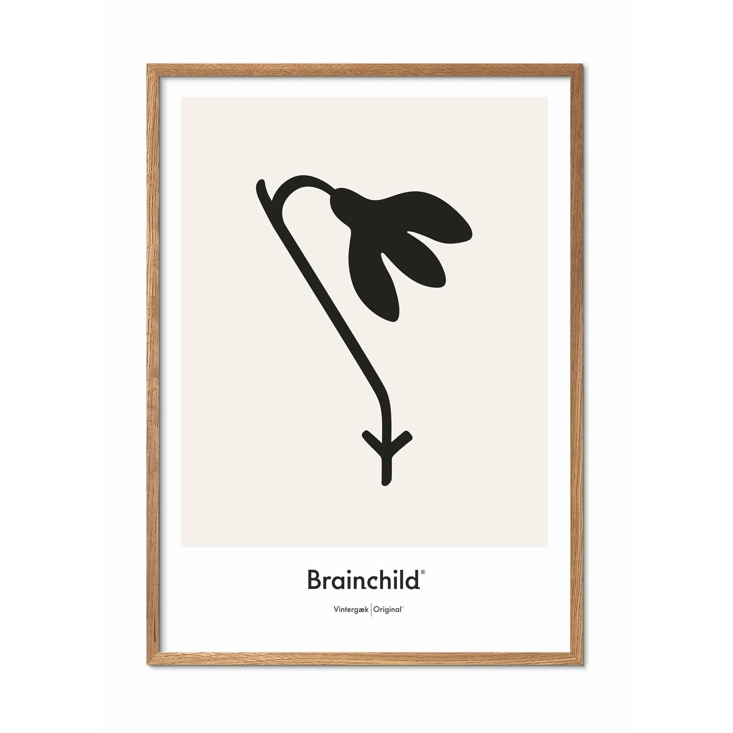 [product_category]-Brainchild Snowdrop Design Icon Poster, Frame Made Of Light Wood A5, Grey-Brainchild-IG-61001-A-BRA-1
