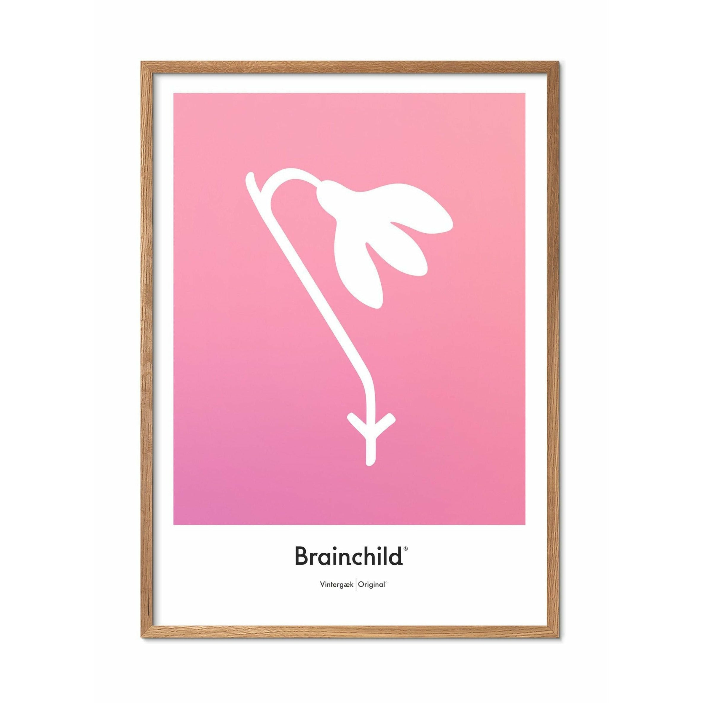 [product_category]-Brainchild Snowdrop Design Icon Poster, Frame Made Of Light Wood A5, Pink-Brainchild-IF-61001-A-BRA-1