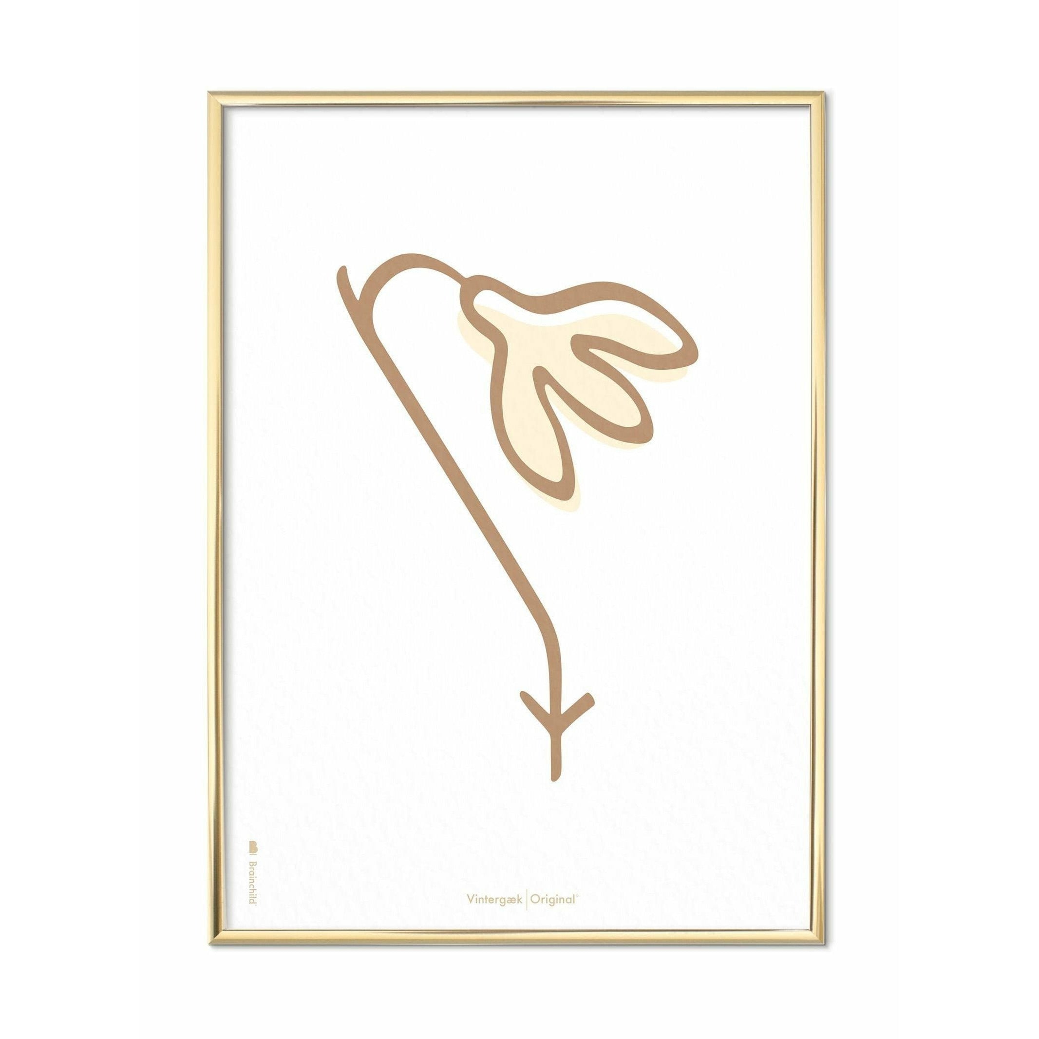 [product_category]-Brainchild Snowdrop Line Poster, Brass Colored Frame 30x40 Cm, White Background-Brainchild-SH-61002-D-BRA-1