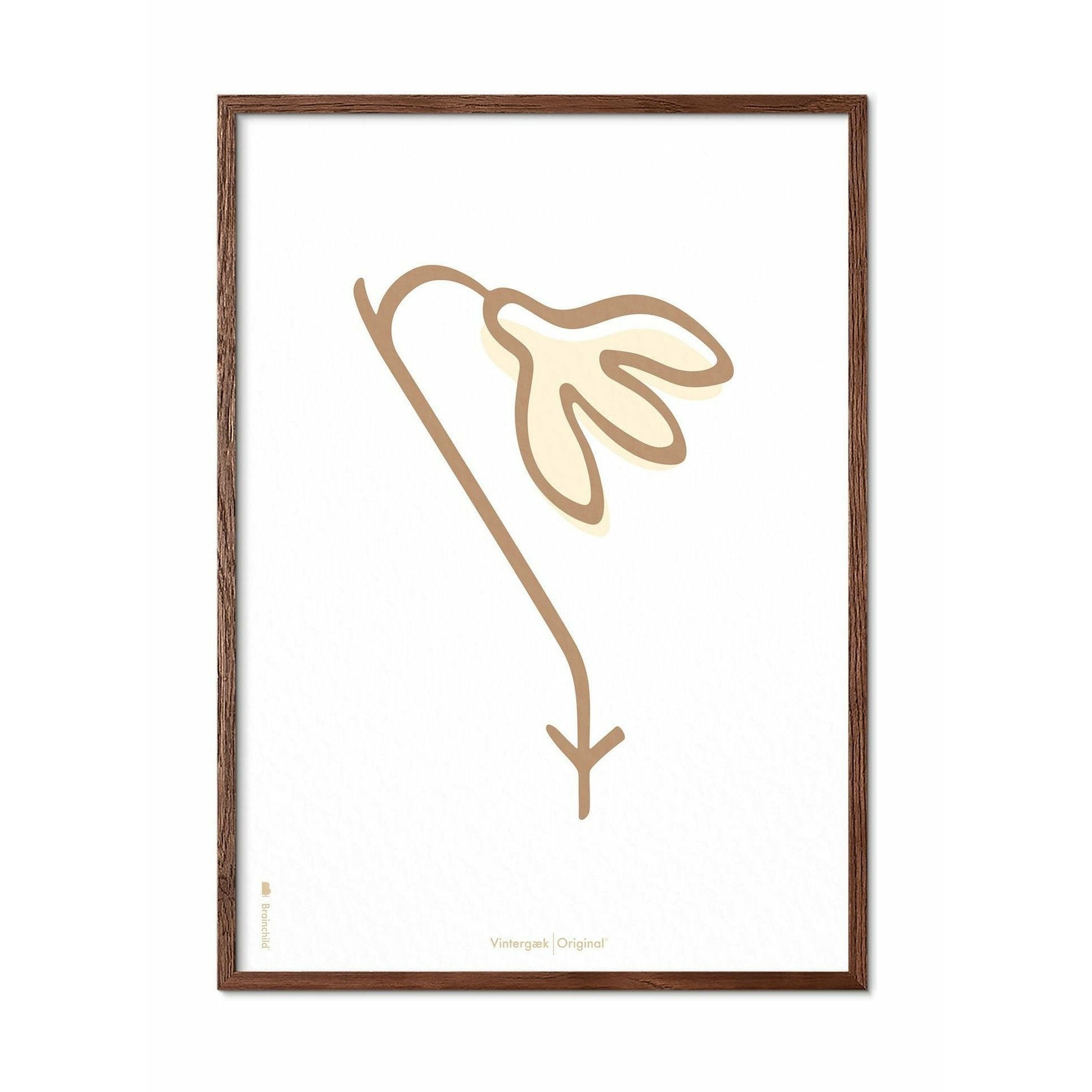 [product_category]-Brainchild Snowdrop Line Poster, Frame Made Of Dark Wood 30x40 Cm, White Background-Brainchild-SH-61002-B-BRA-1