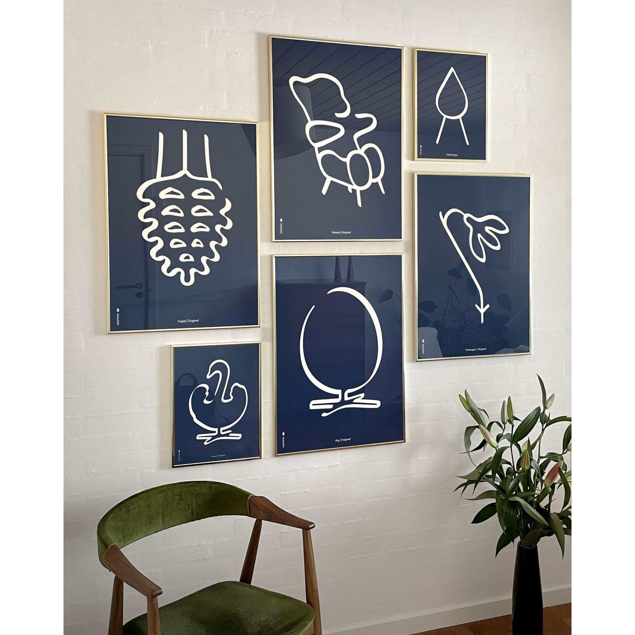 [product_category]-Brainchild Snowdrop Line Poster, Frame Made Of Light Wood 50x70 Cm, Blue Background-Brainchild-B-61003-A-BRA-5
