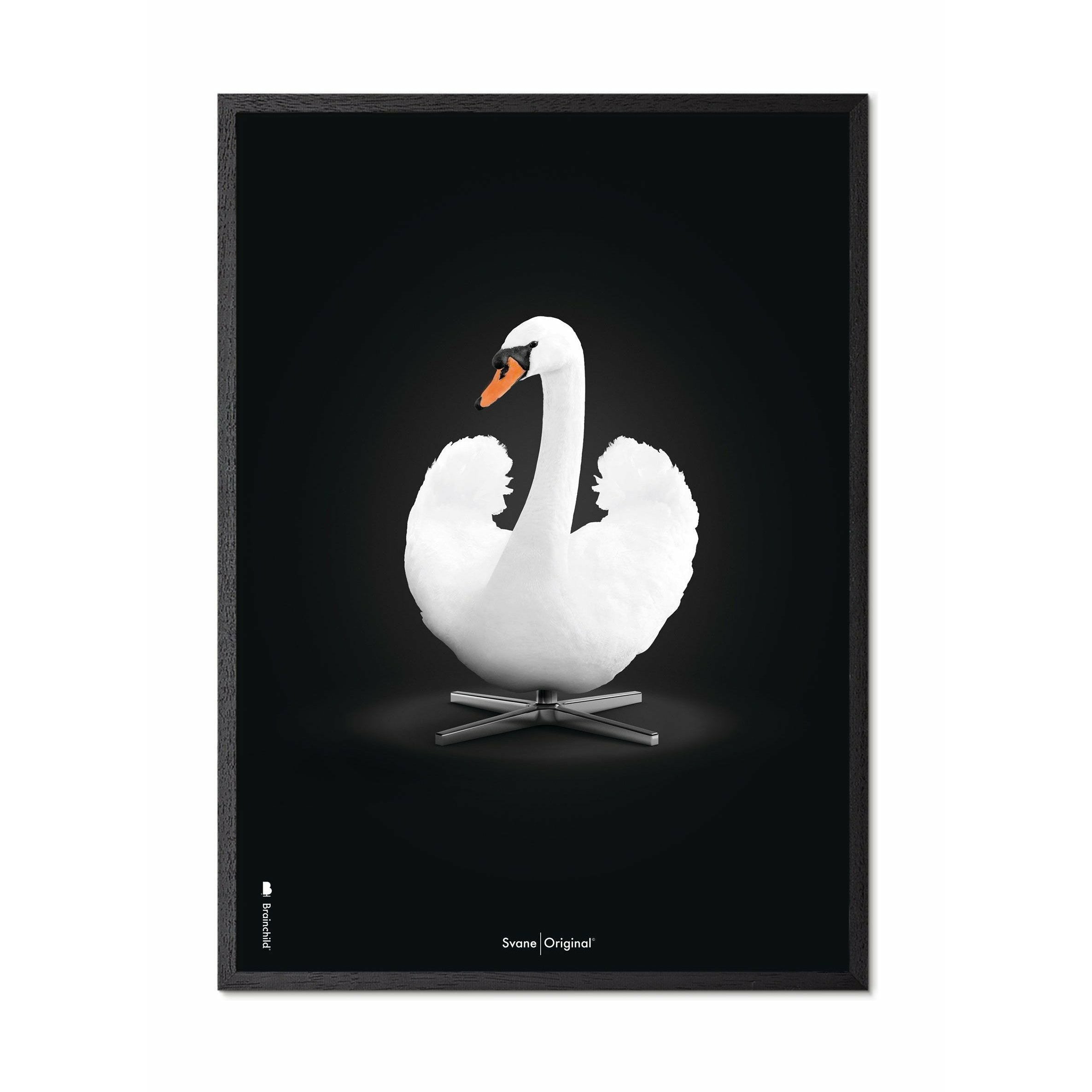 [product_category]-Brainchild Swan Classic Poster, Frame In Black Lacquered Wood 50x70 Cm, White/White Background-Brainchild-32003-C-BRA-1
